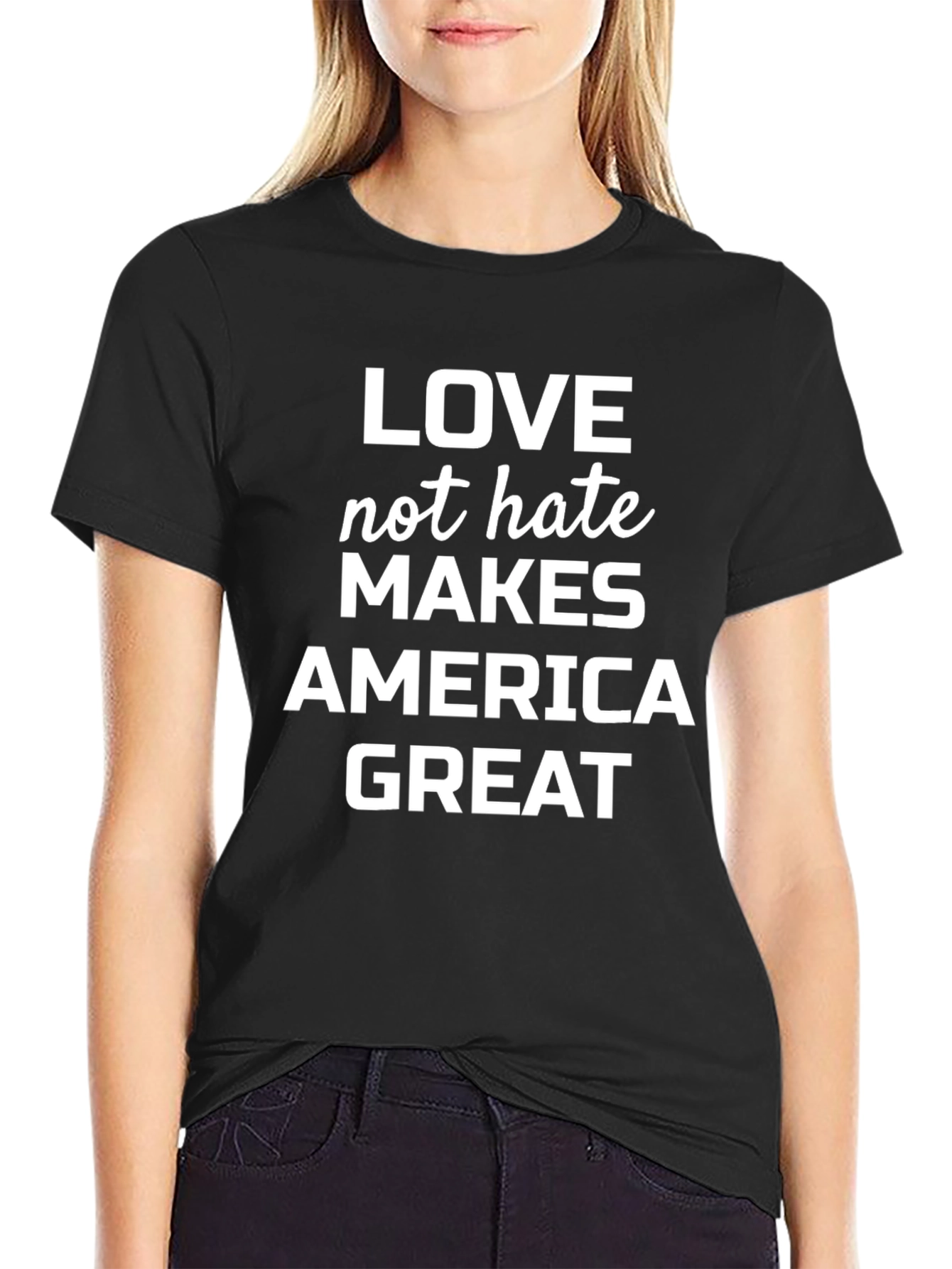 Black Love Not Hate Makes America Great T-Shirt view 2