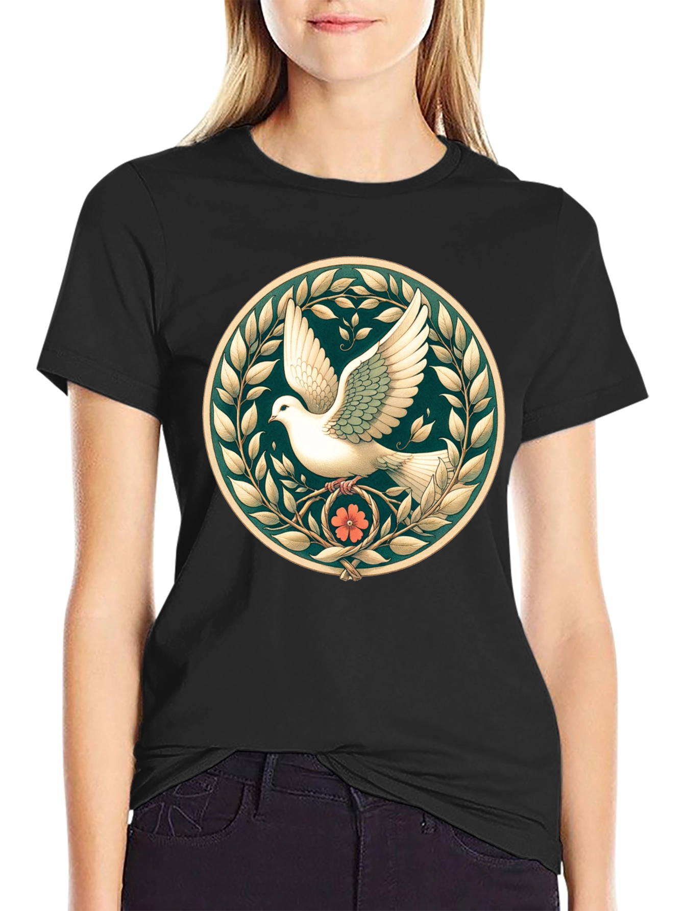 Black Dove & Laurel Graphic Tee - Peaceful Elegance view 2