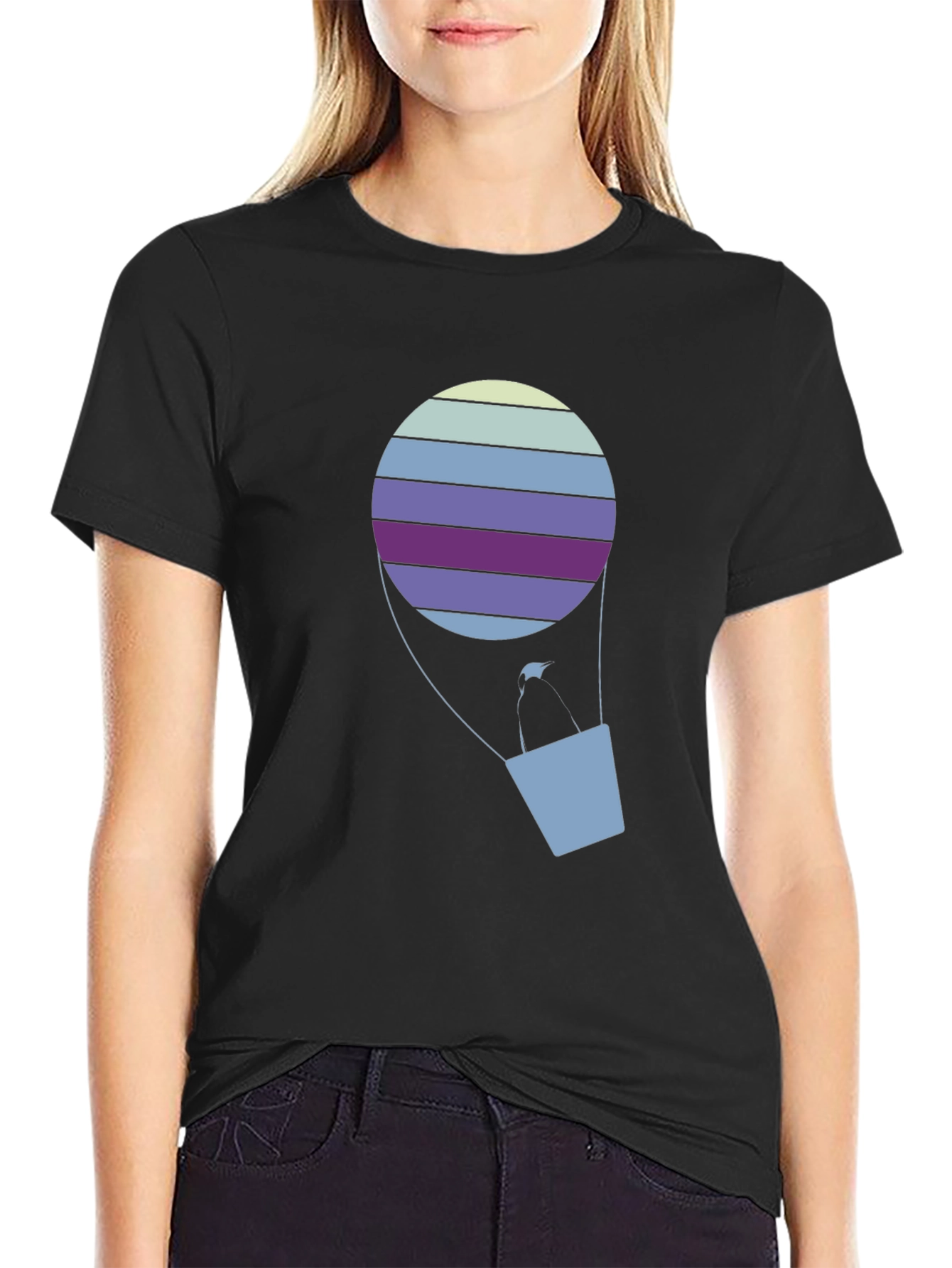 Black Striped Hot Air Balloon Graphic Tee view 2