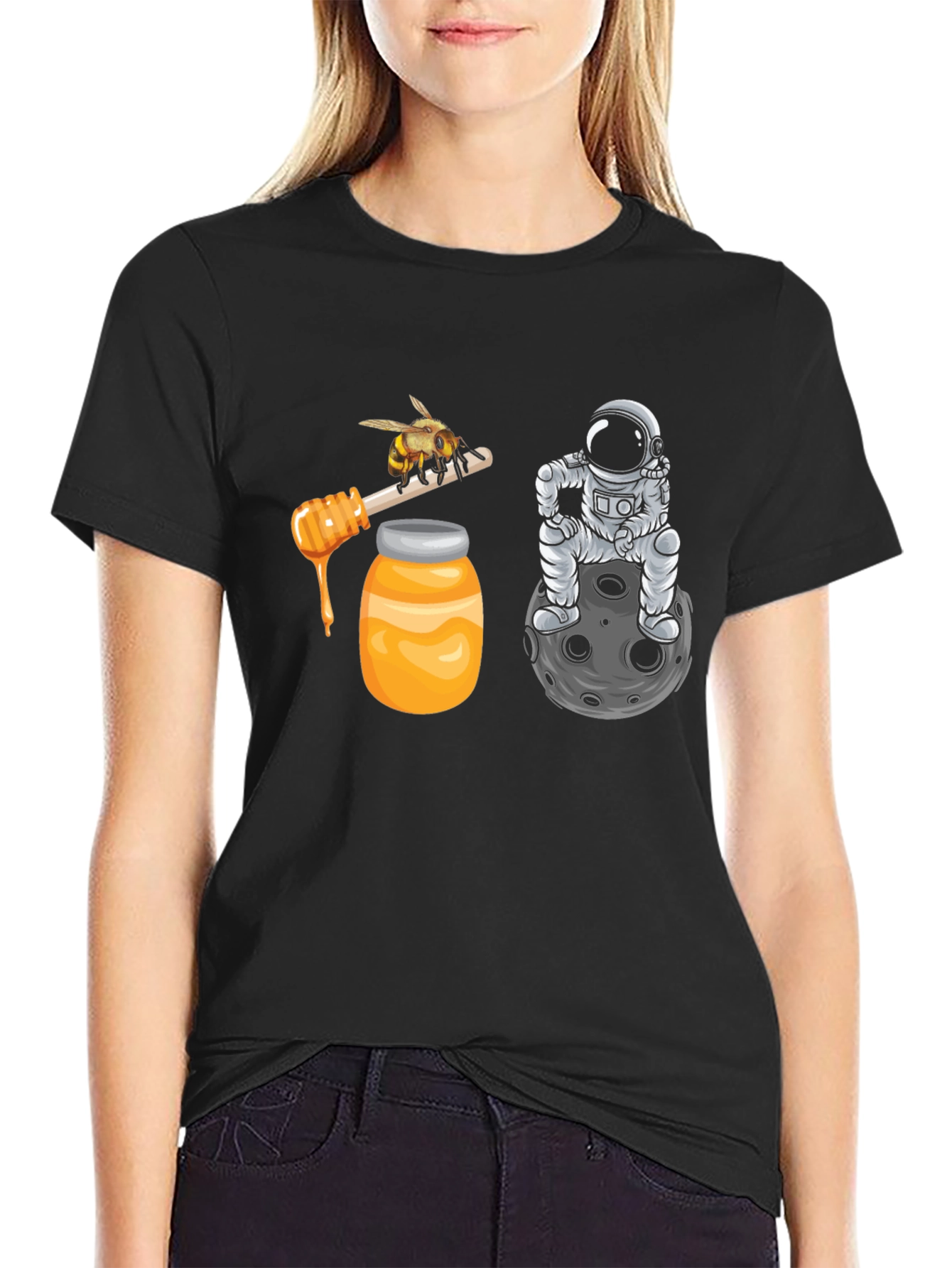 Black Astronaut Bee & Honey T-Shirt view 2