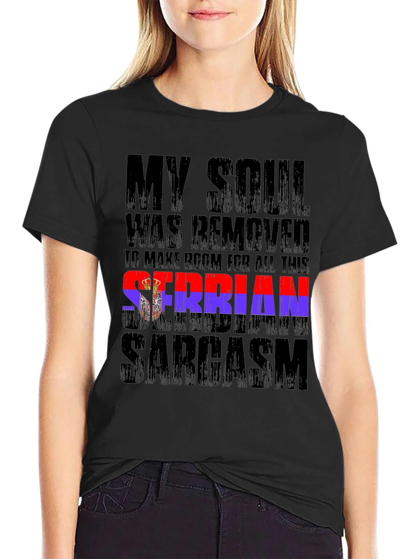 Black Serbian Sarcasm Graphic T-Shirt view 2