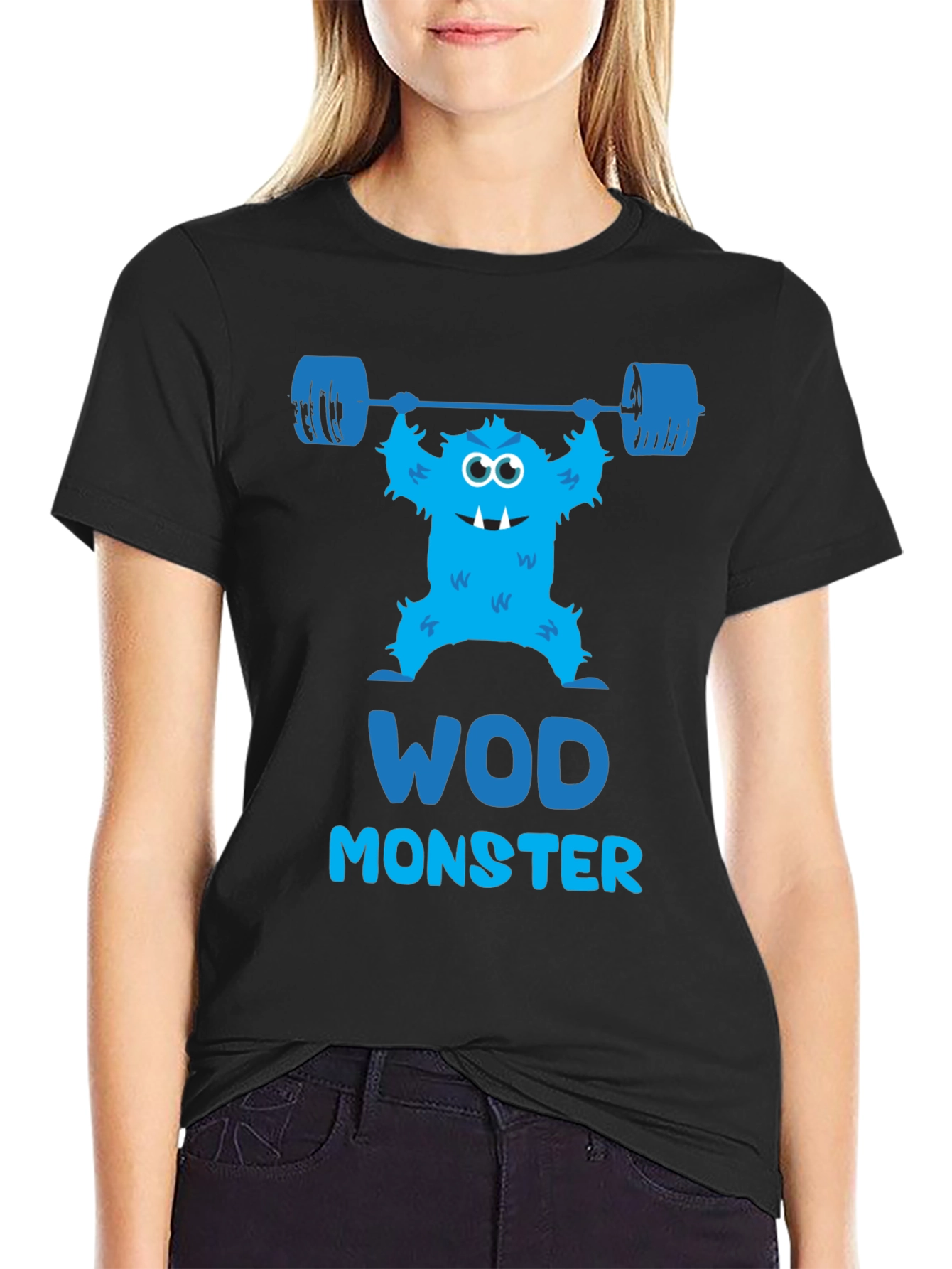 Black WOD Monster Black T-Shirt view 2