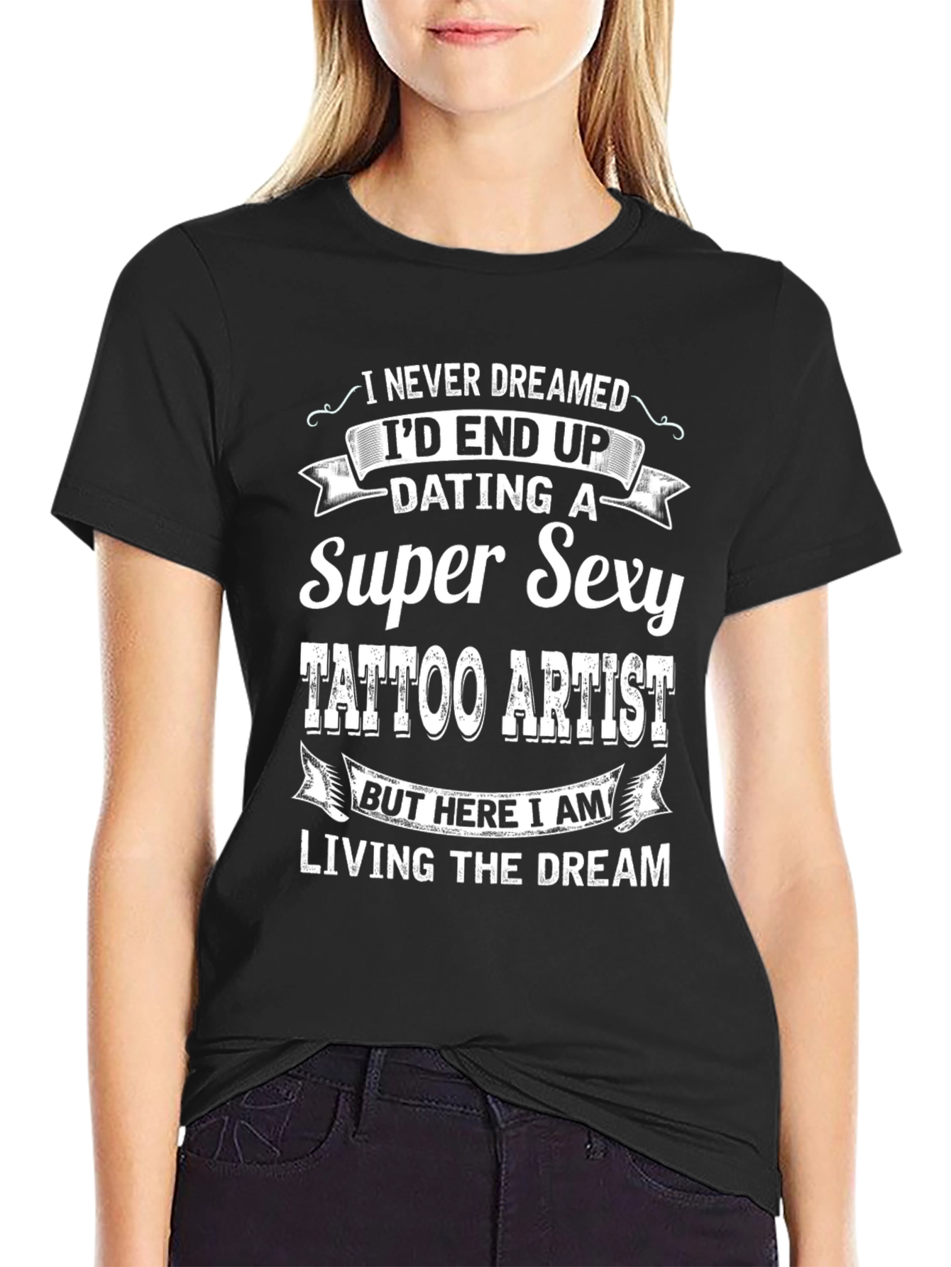 Black Super Sexy Tattoo Artist Graphic Tee - Novelty T-Shirt view 2