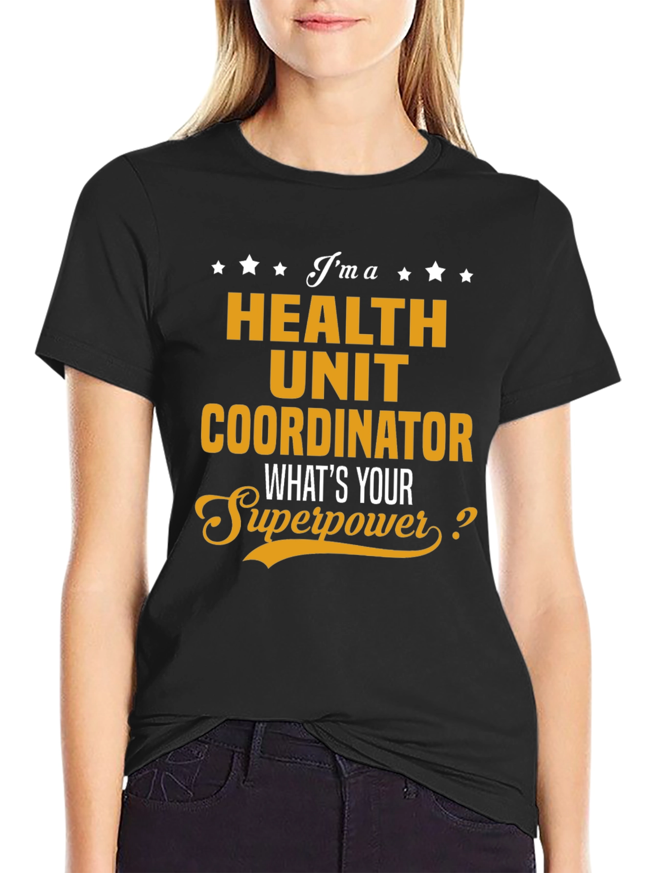 Black Health Unit Coordinator Superpower T-Shirt view 2