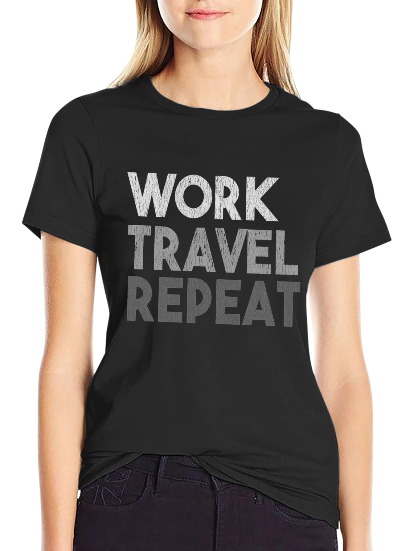 Black Work Travel Repeat Graphic Tee view 2