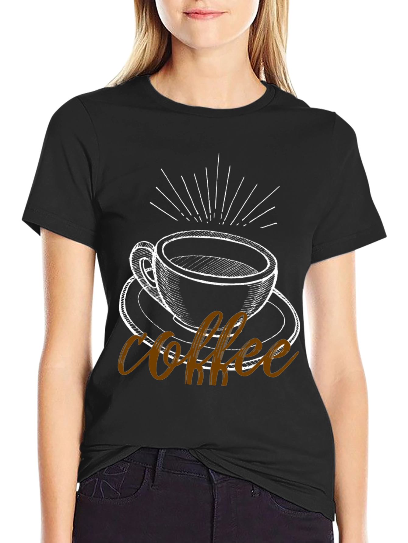 Black Coffee Graphic Tee - Black Cotton Blend T-Shirt view 2