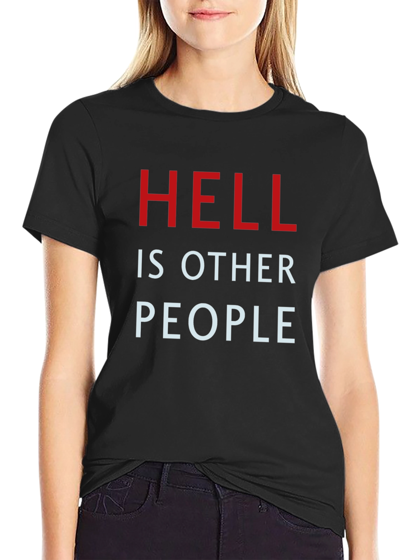 Black Hell is Other People Graphic Tee - Black view 2