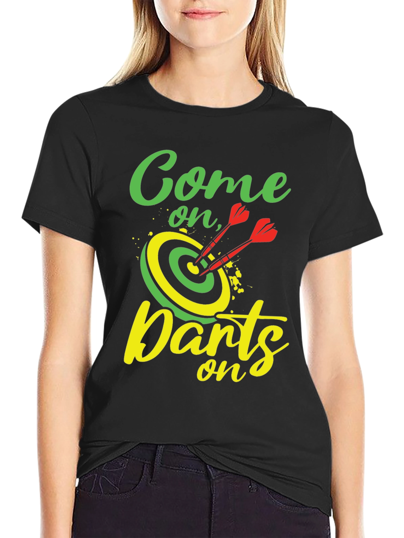 Black Come on, Darts - Graphic Tee view 2