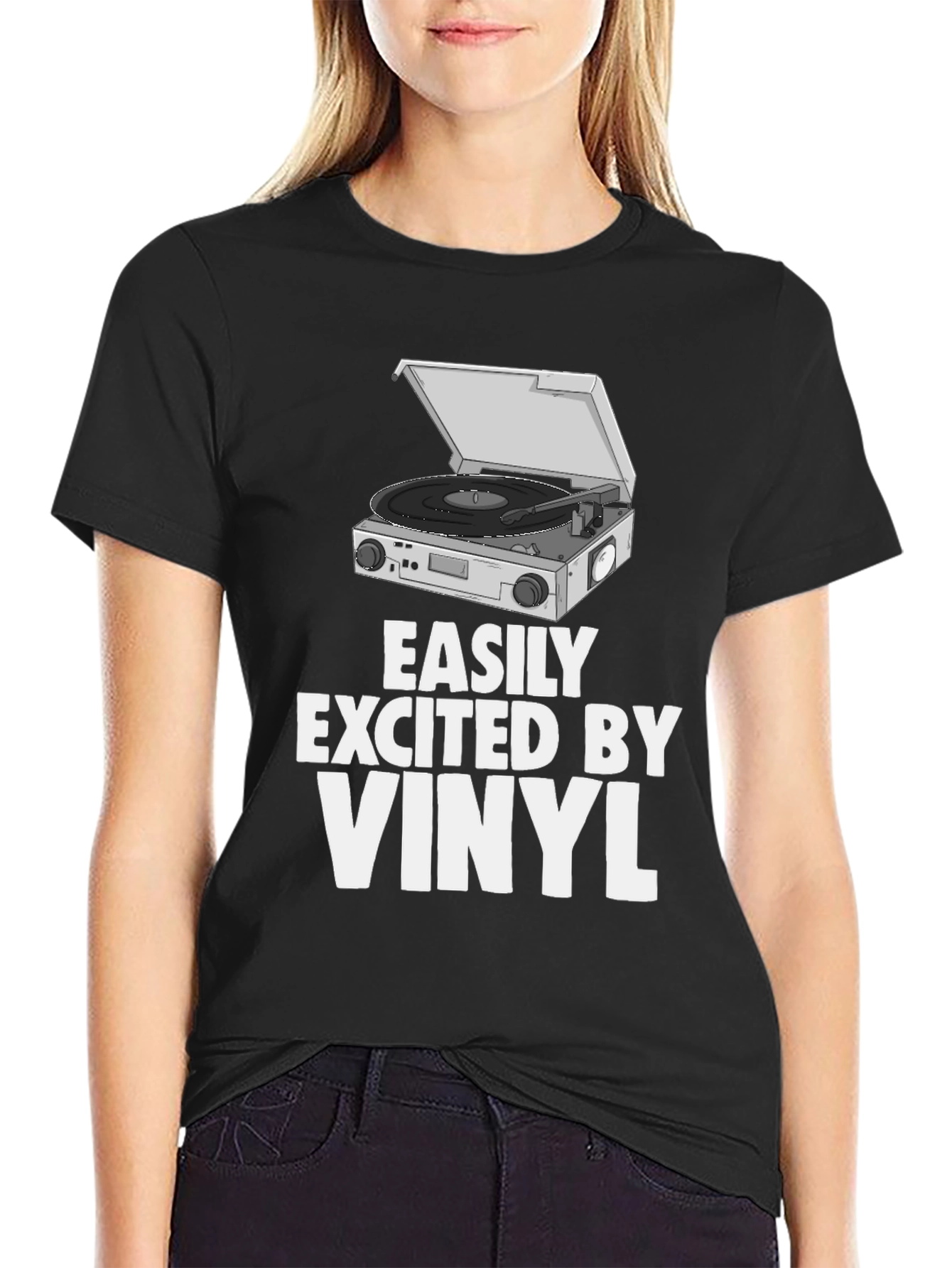 Black Vinyl Record Player T-Shirt view 2