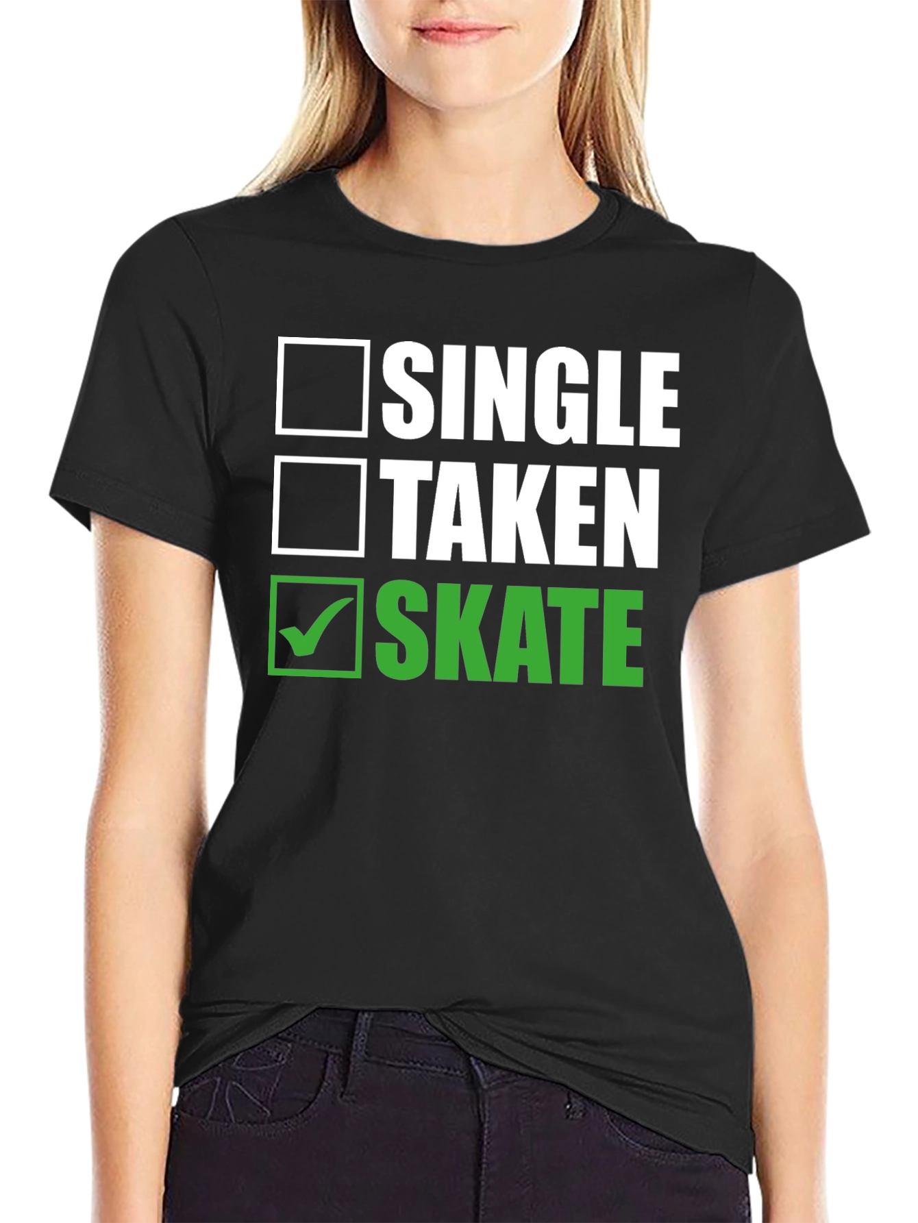 Black Single Taken Skate T-Shirt - Funny Skateboarder Tee view 2