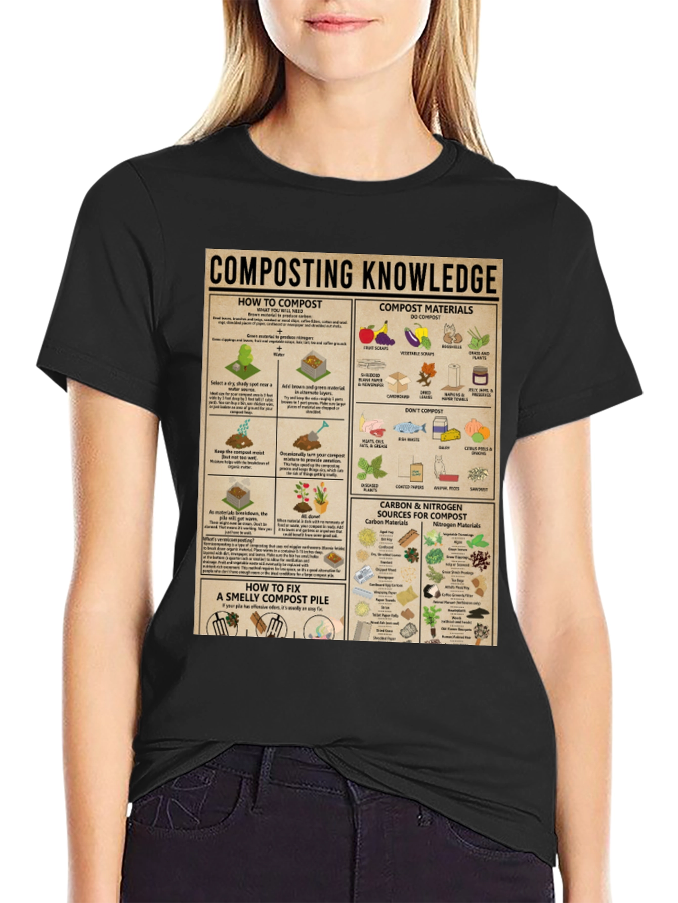 Black Composting Knowledge Graphic Tee view 2