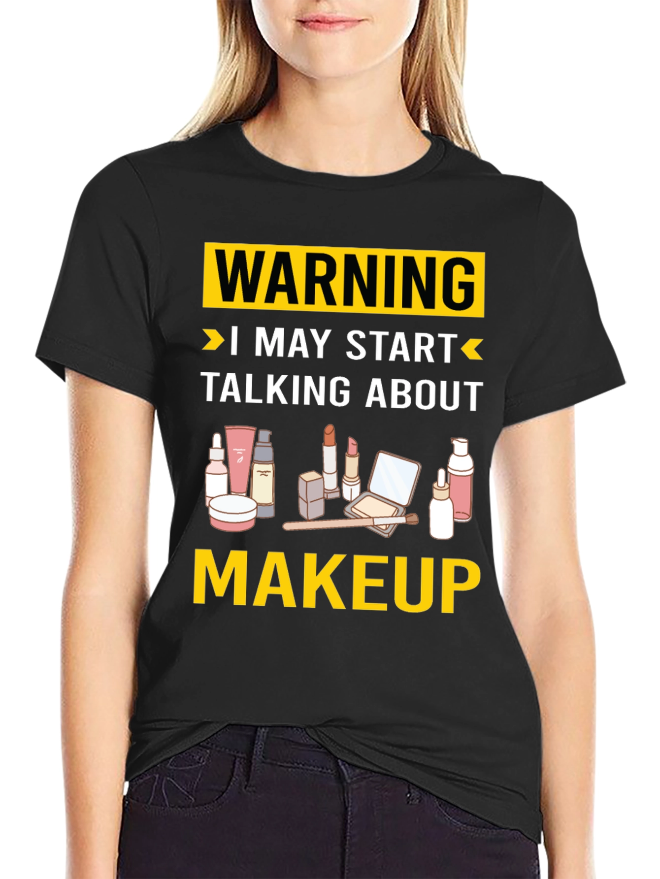 Black Warning Makeup T-Shirt view 2