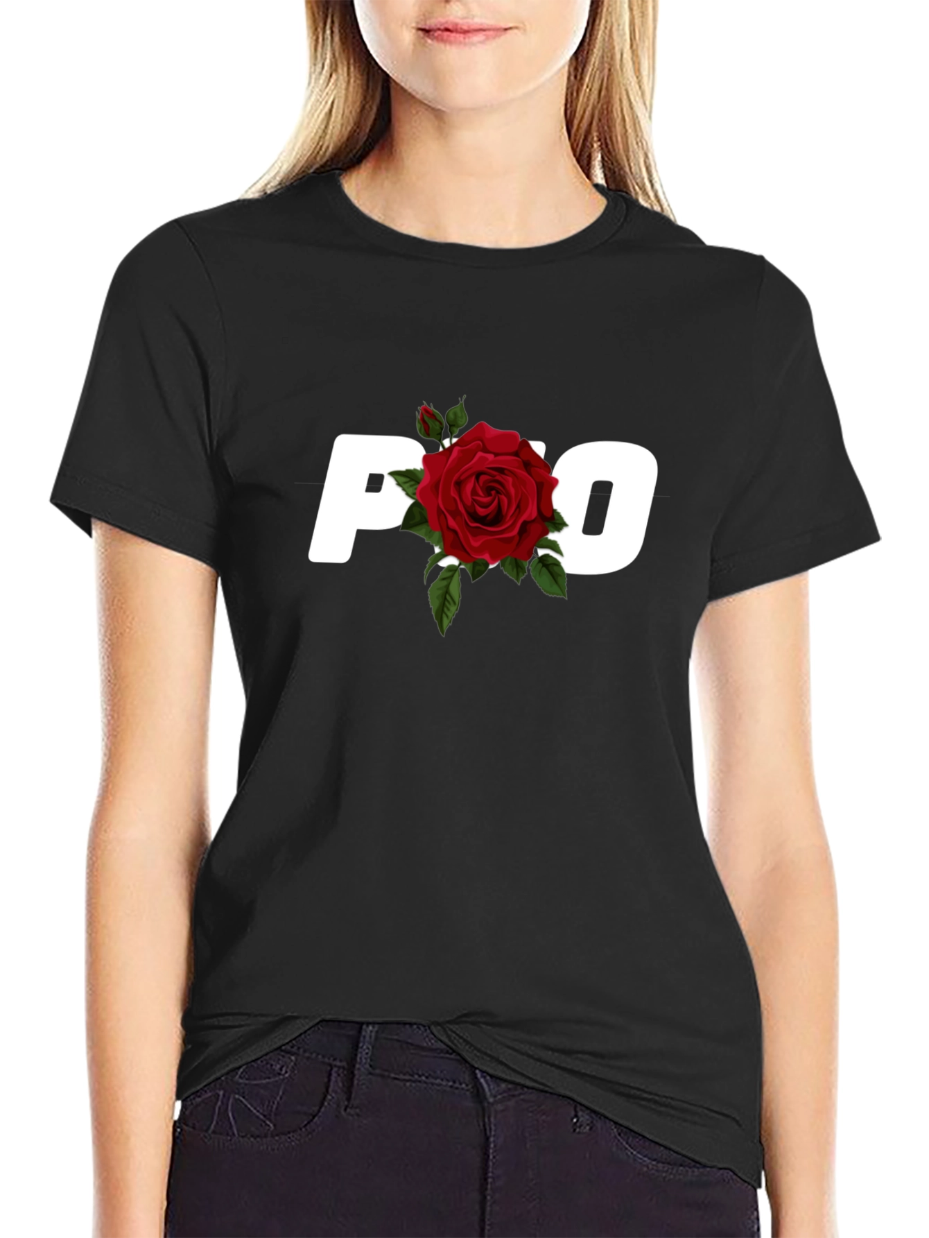 Black Floral Graphic T-Shirt - Casual Style view 2