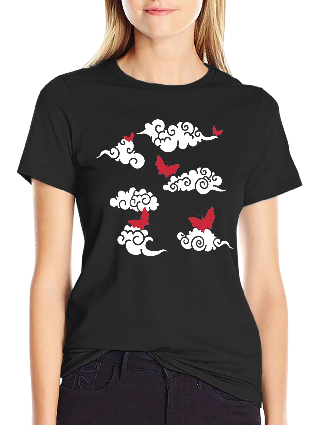 Black Bats & Clouds Graphic T-Shirt view 2