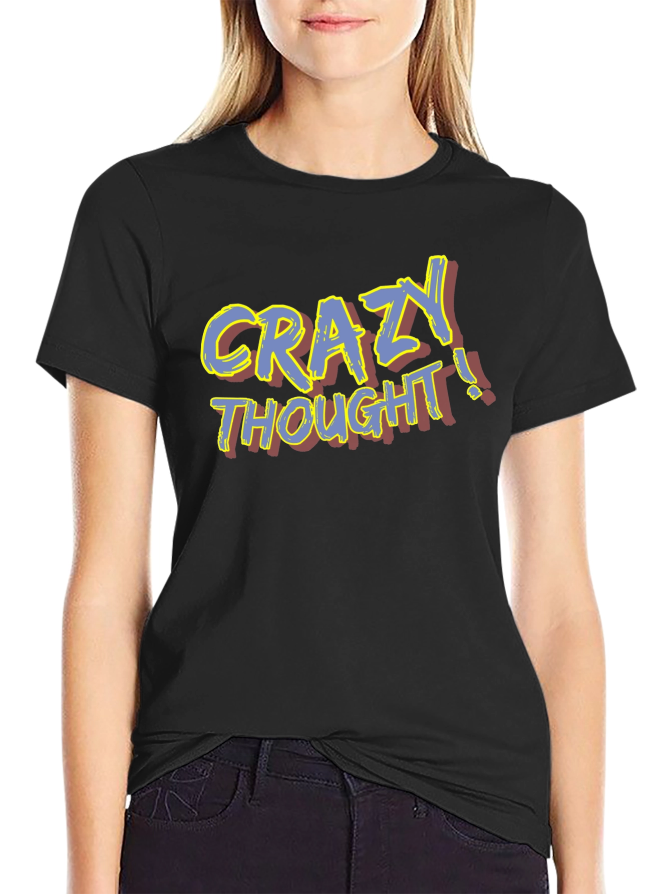 Black Crazy Thought Graphic T-Shirt - Men's Black Tee view 2
