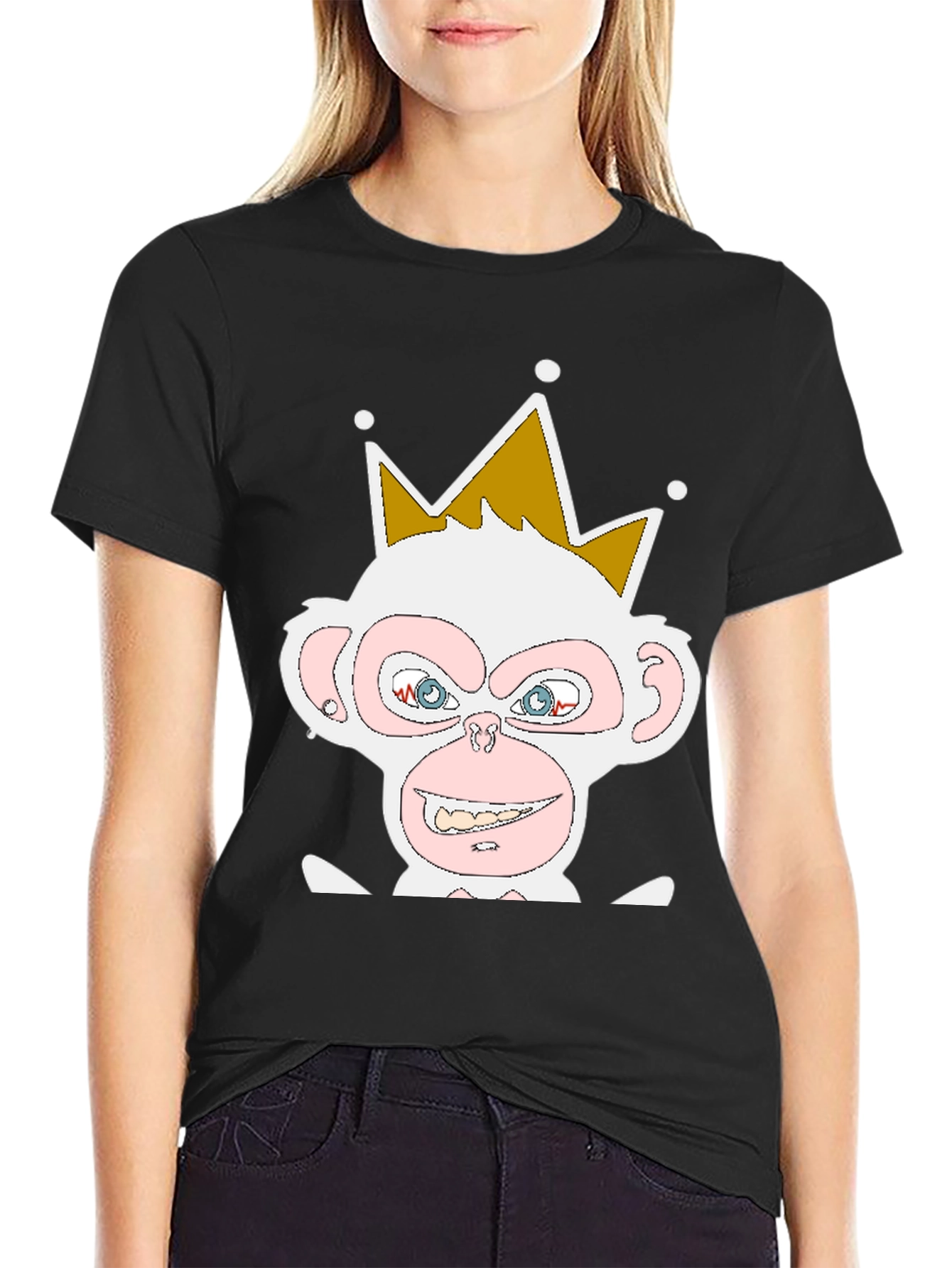 Black King Monkey T-Shirt - Cartoon Ape Tee view 2