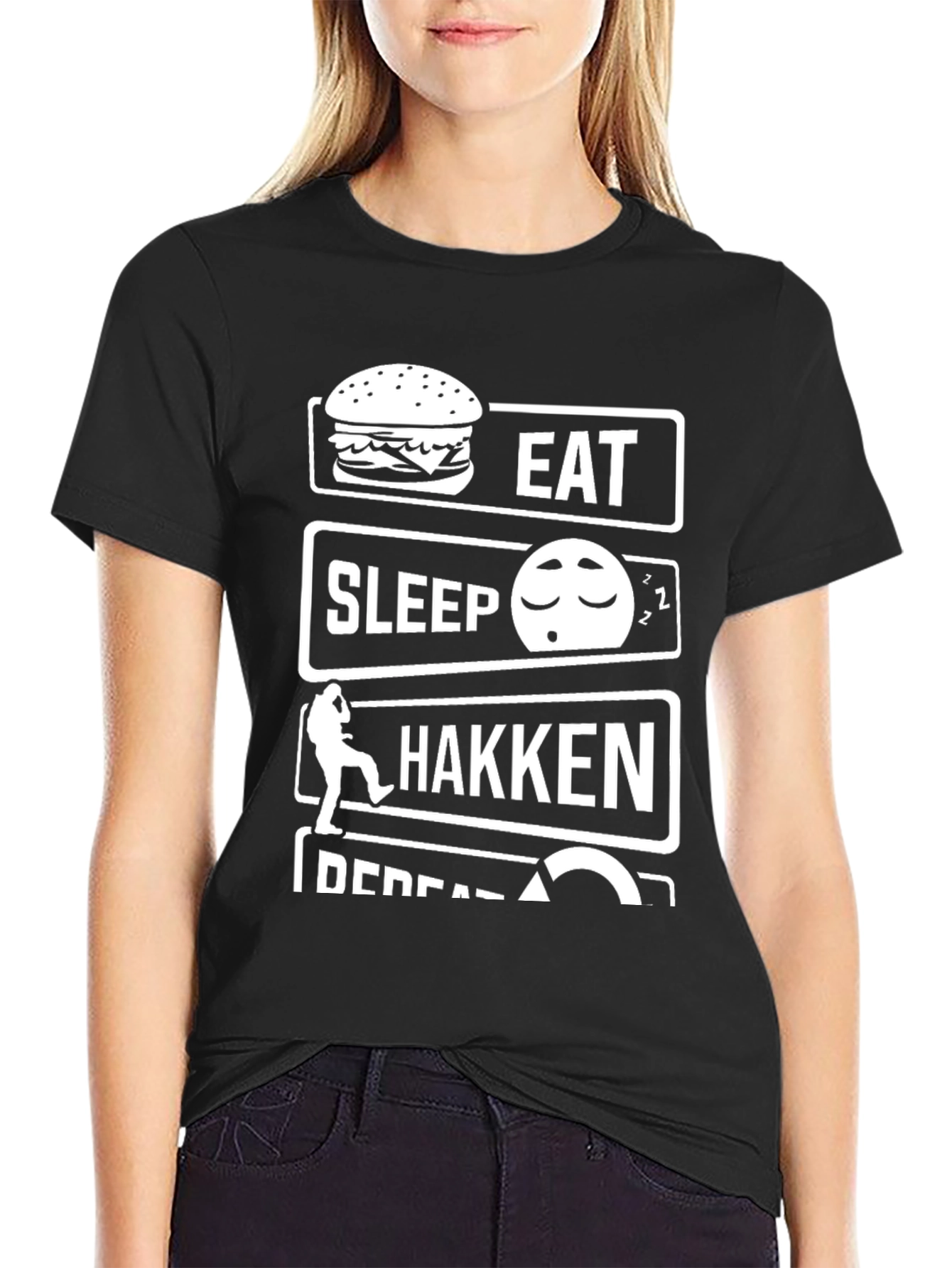 Black Eat Sleep Hakken Repeat T-Shirt view 2