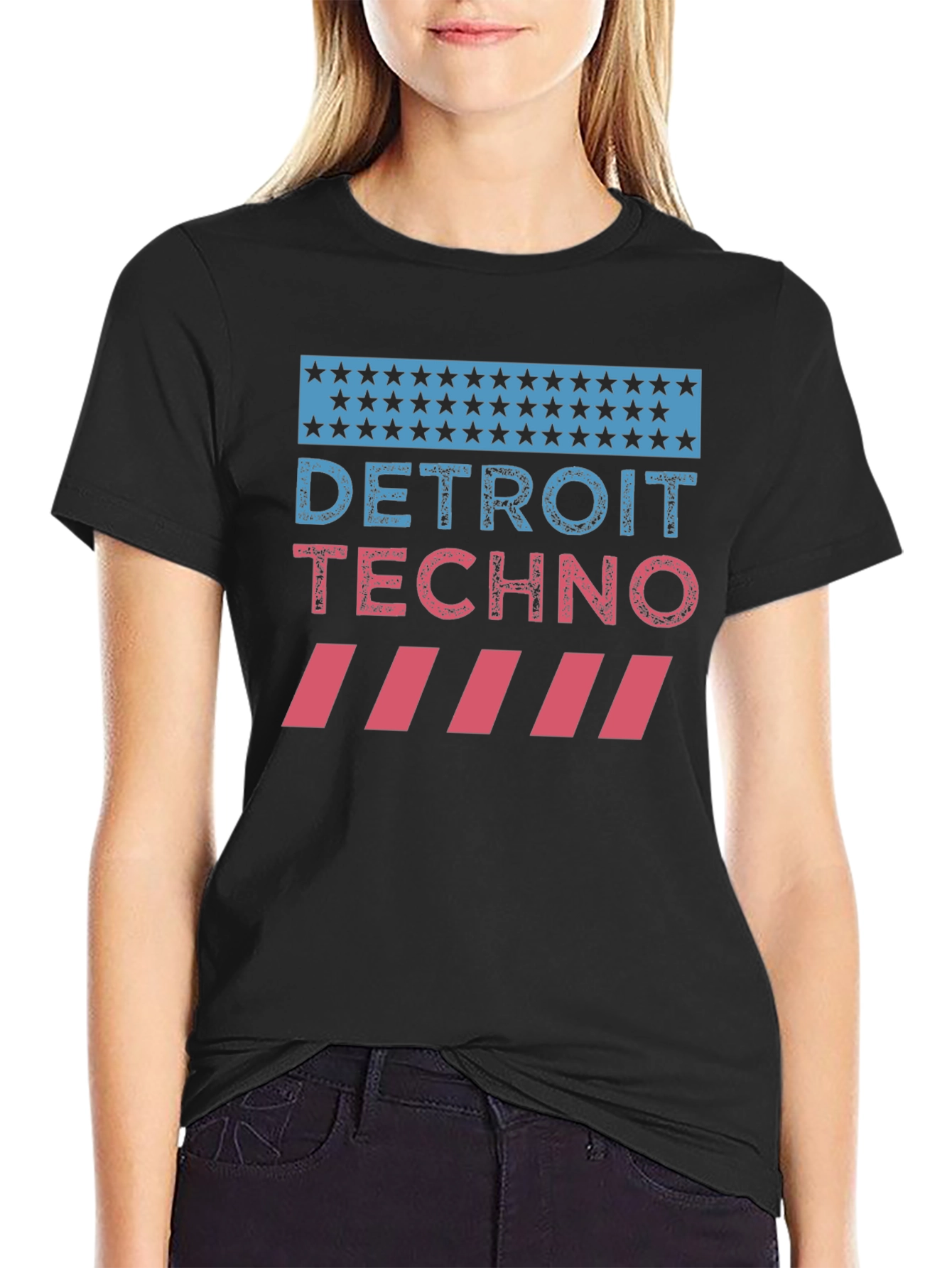 Black Detroit Techno Graphic T-Shirt - Music Lover Tee view 2