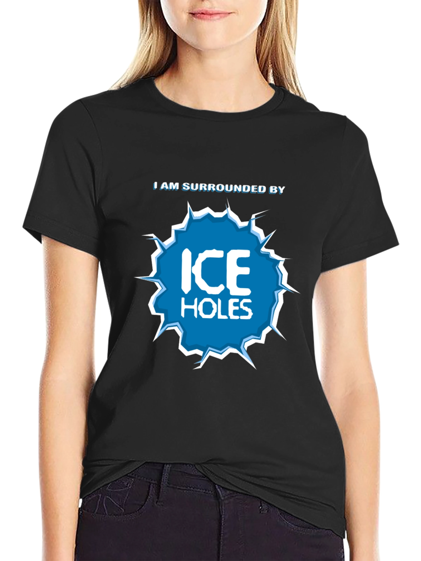 Black I Am Surrounded by Ice Holes Graphic T-Shirt view 2