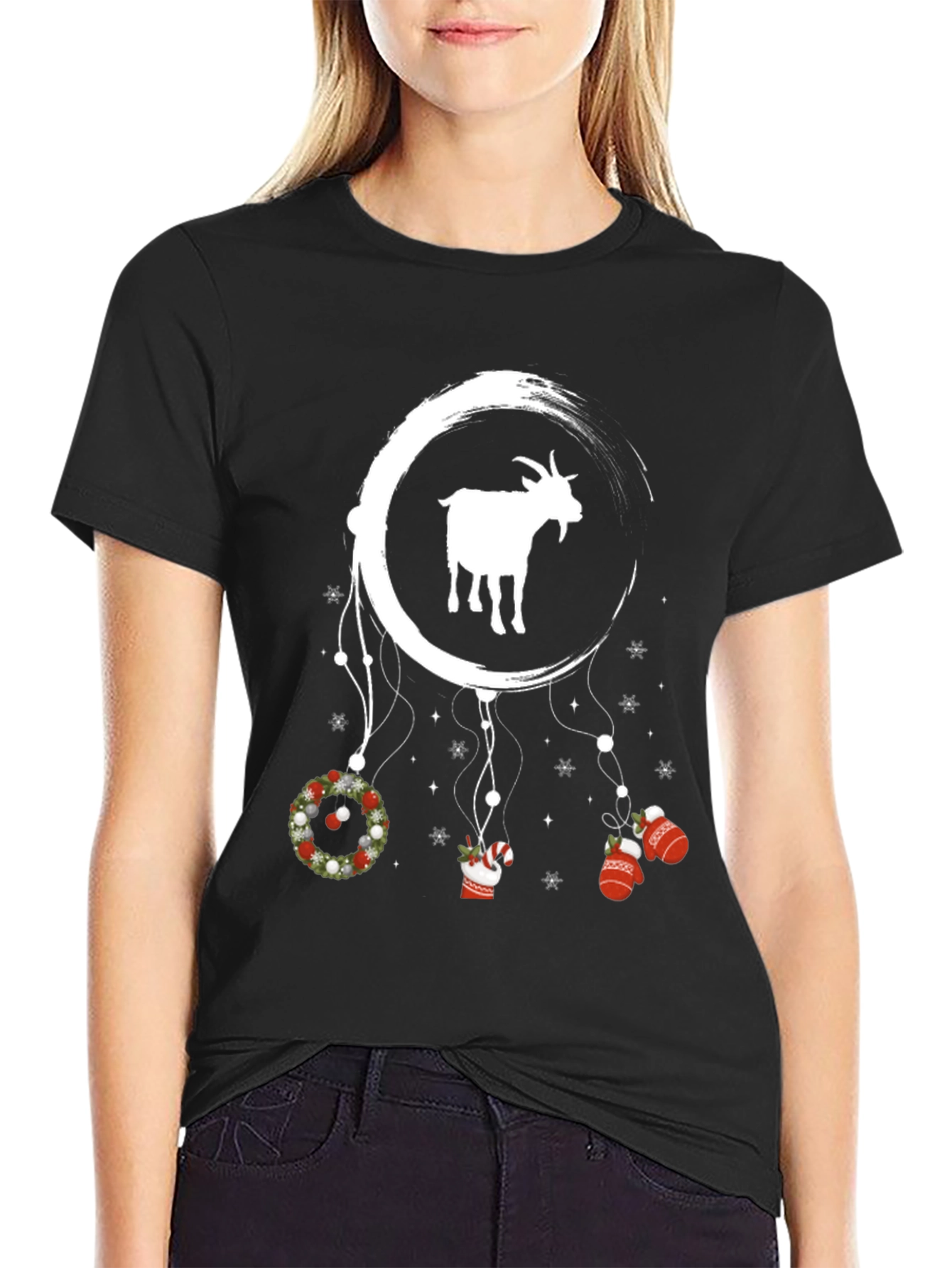 Black Goat Christmas Dreamcatcher T-Shirt view 2