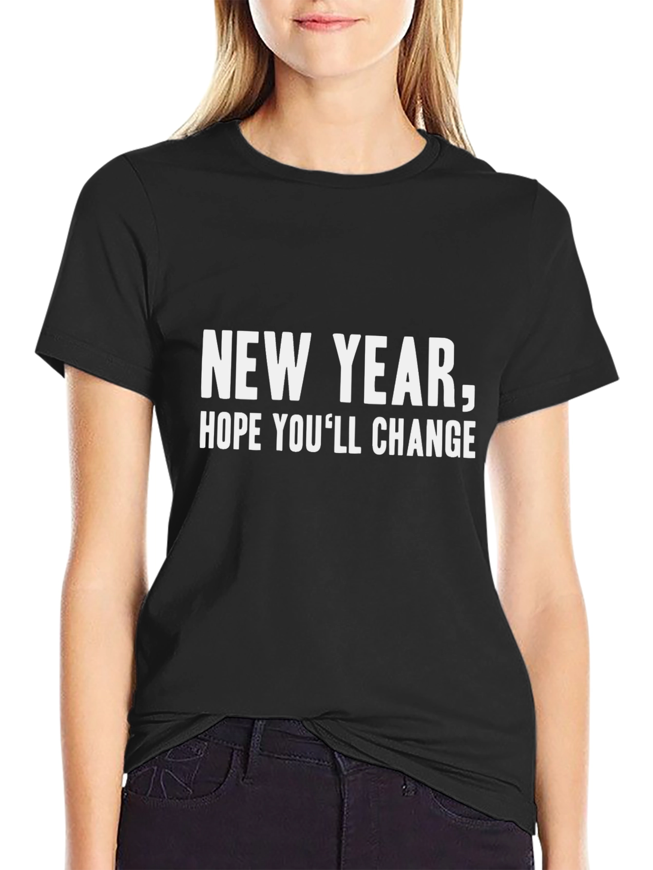 Black New Year Change T-Shirt - Funny Holiday Tee view 2