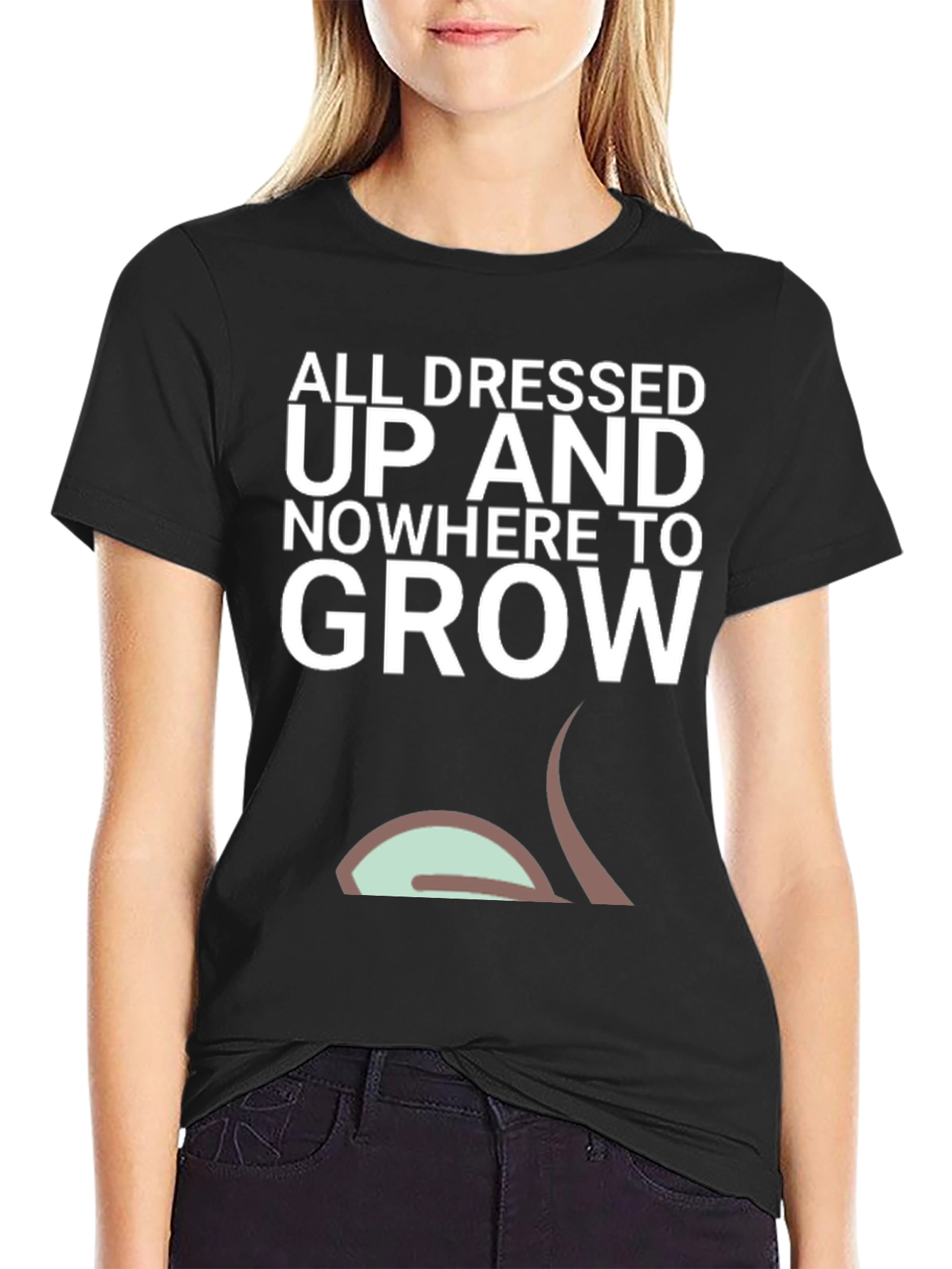 Black All Dressed Up Nowhere To Grow Men's T-Shirt view 2