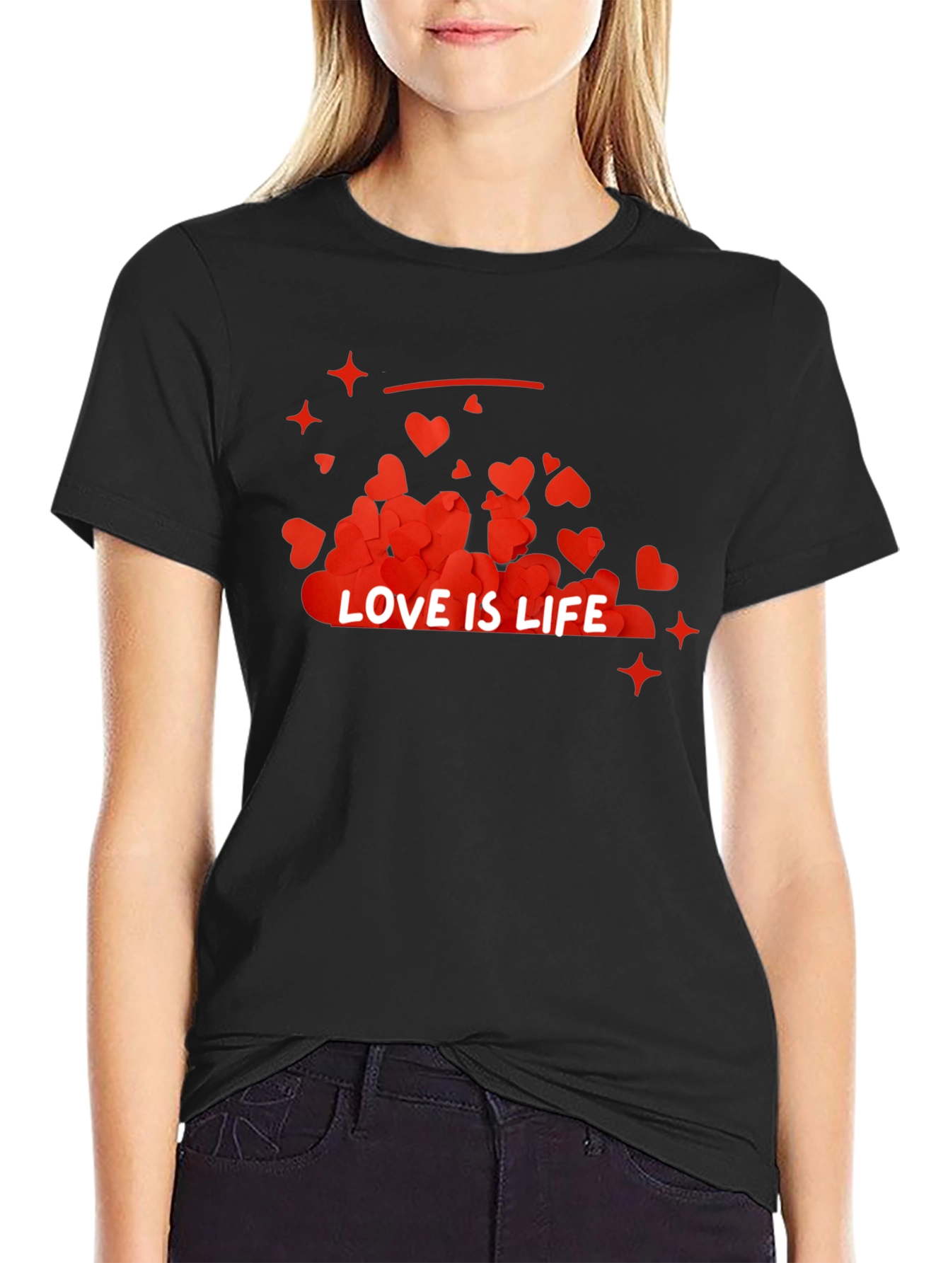 Black Love is Life Graphic Tee - Trendy Casual Wear view 2