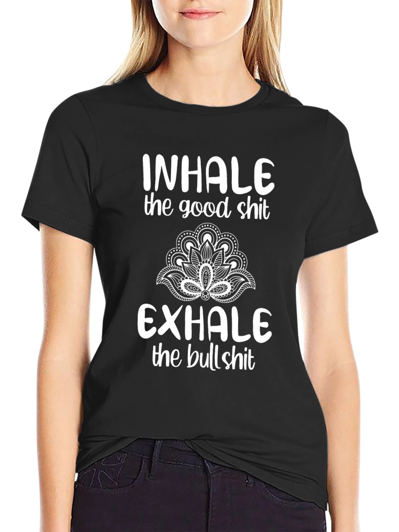 Black Inhale Good, Exhale Bull T-Shirt view 2