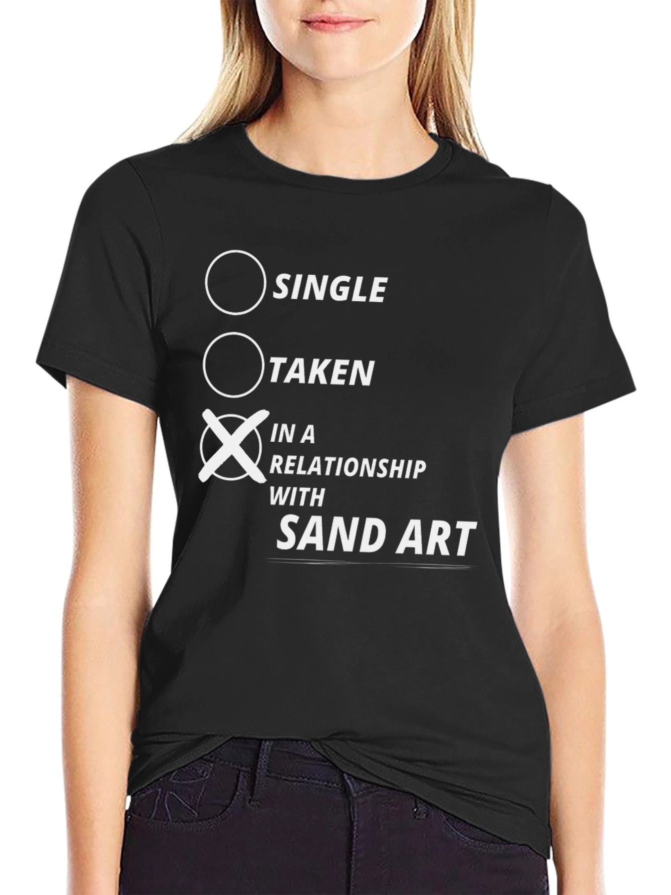 Black In A Relationship With Sand Art T-Shirt view 2