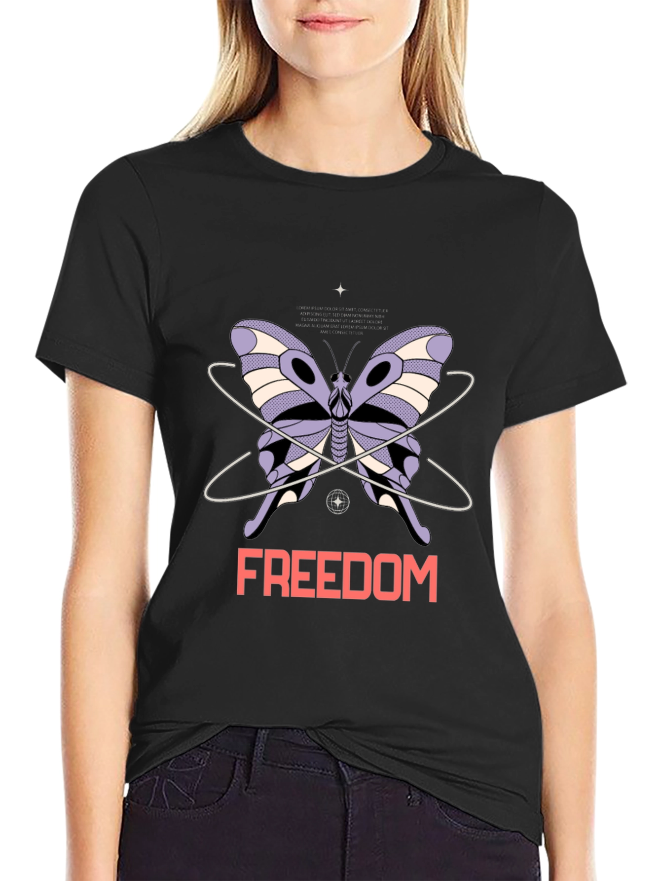Black Butterfly Freedom Graphic Tee - Unisex view 2