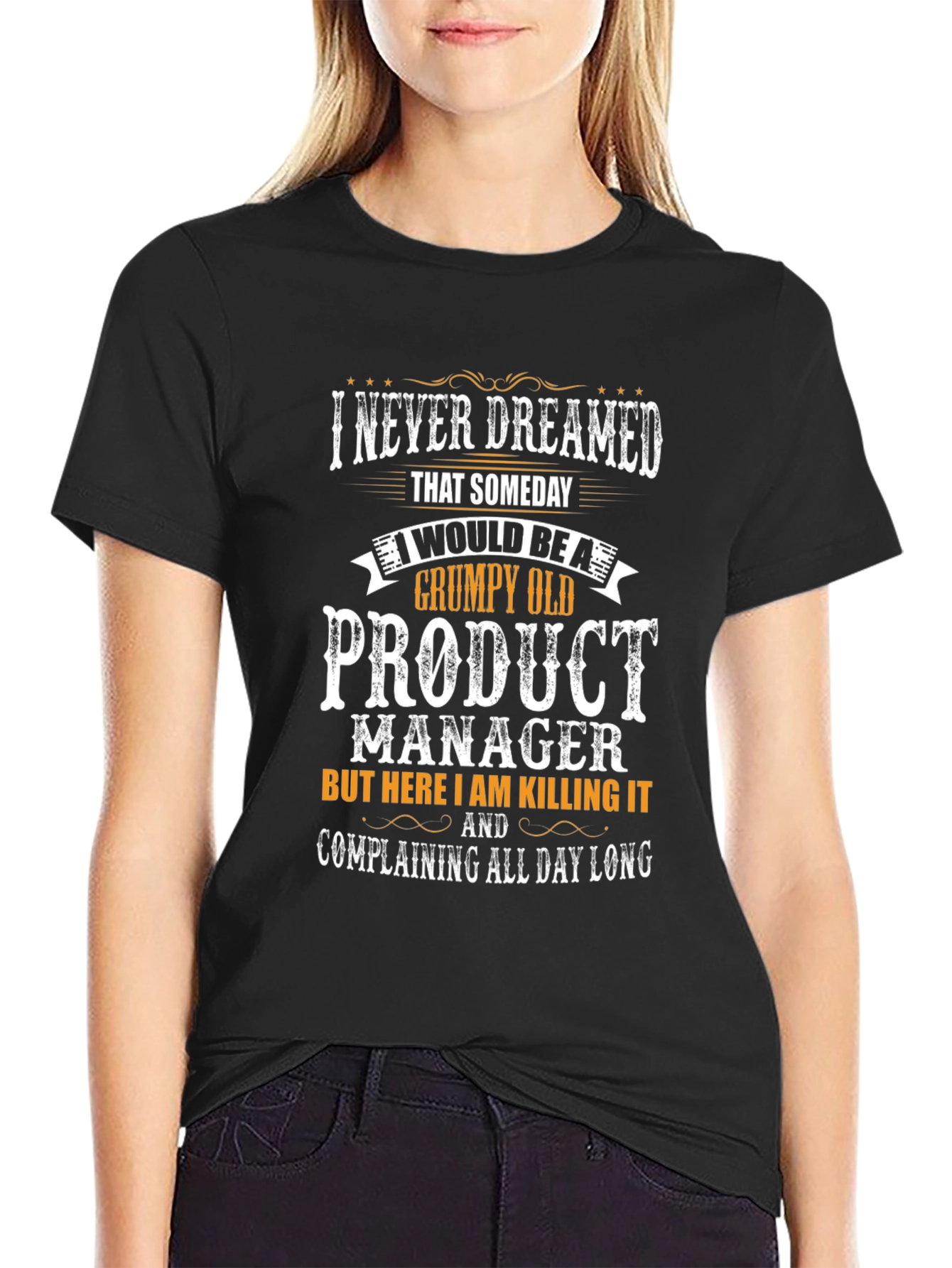 Black Grumpy Old Product Manager T-Shirt view 2