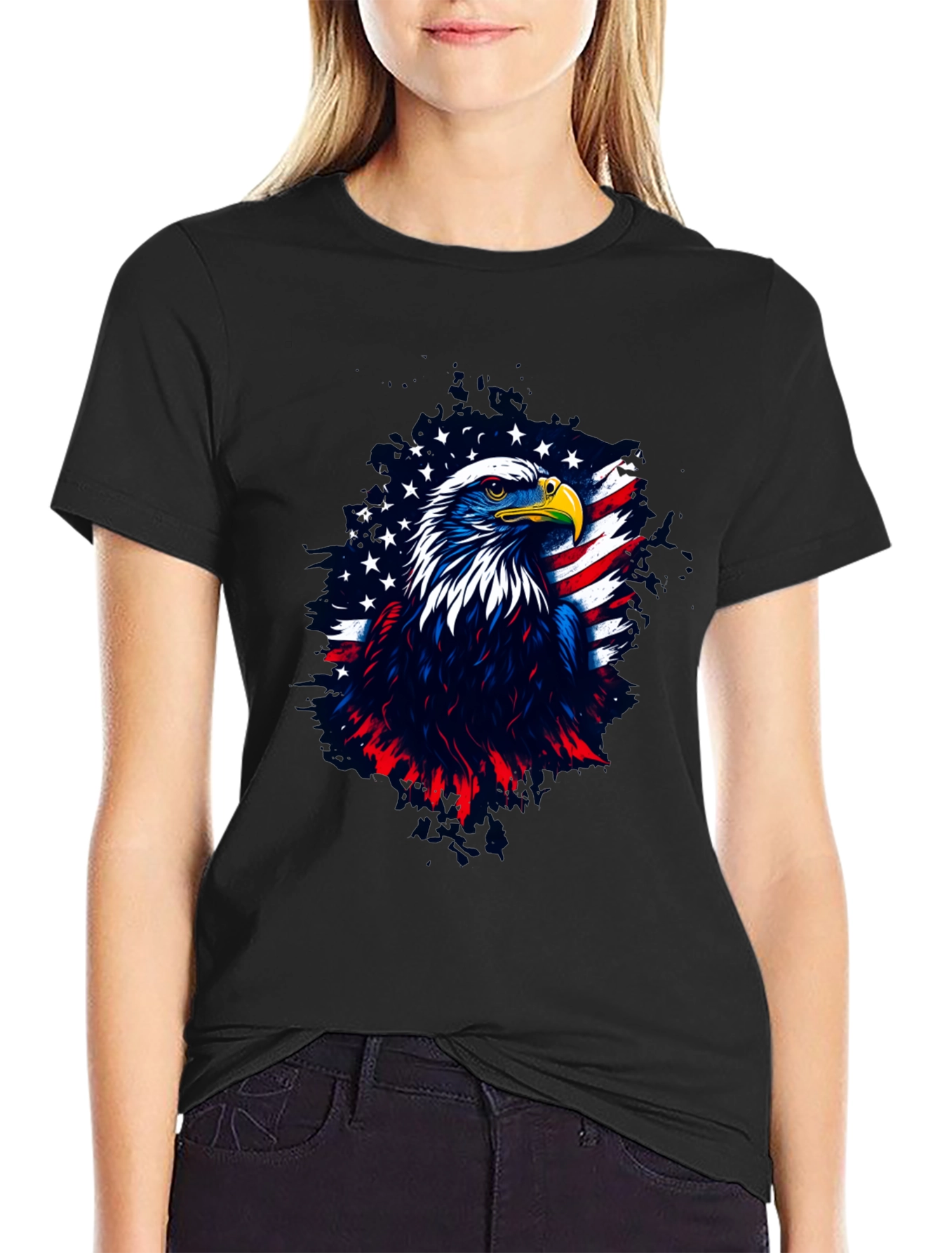 Black Patriotic Eagle Graphic Tee - Men's Black T-Shirt view 2
