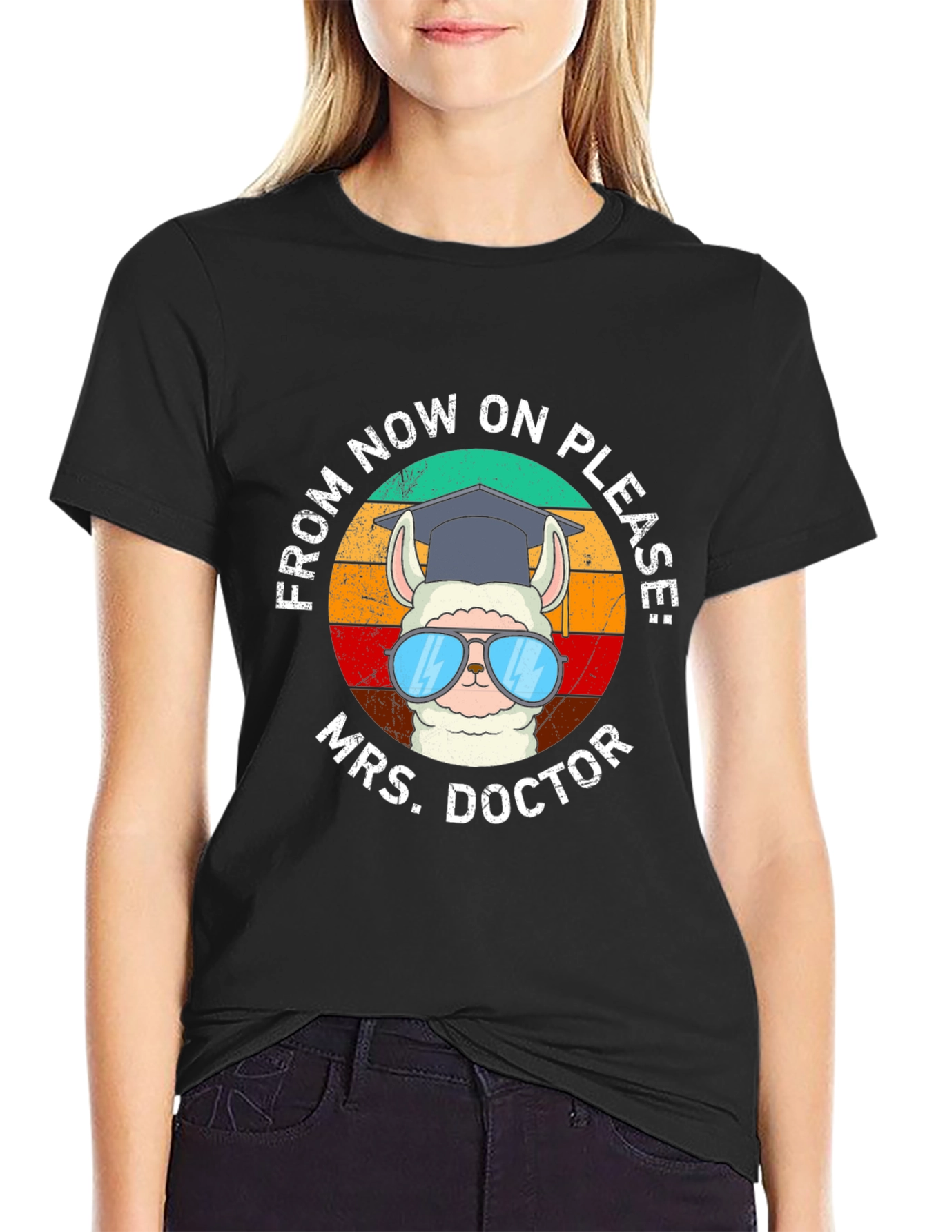 Black Mrs. Doctor Llama Graphic Tee view 2