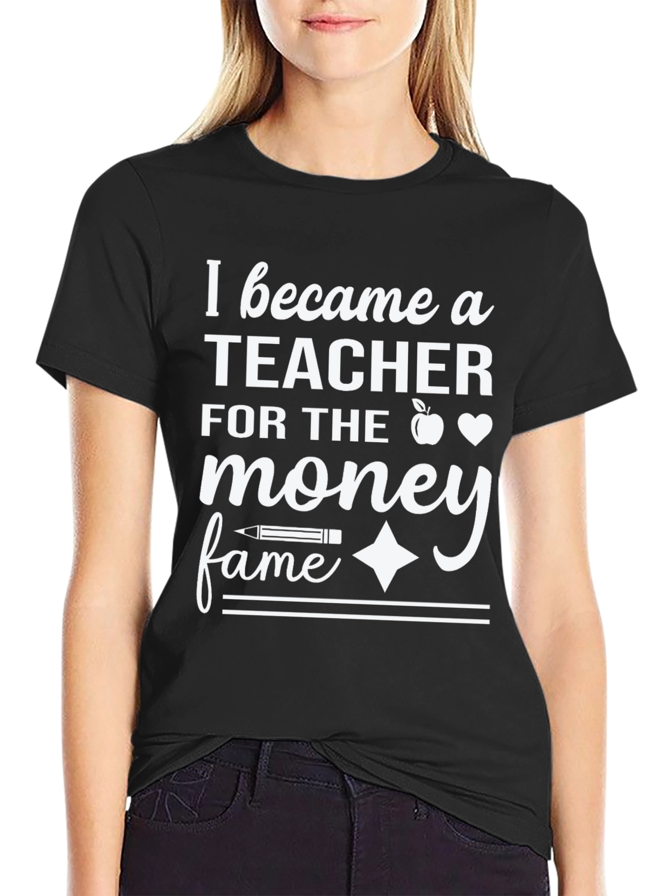 Black Teacher Money Fame T-Shirt view 2