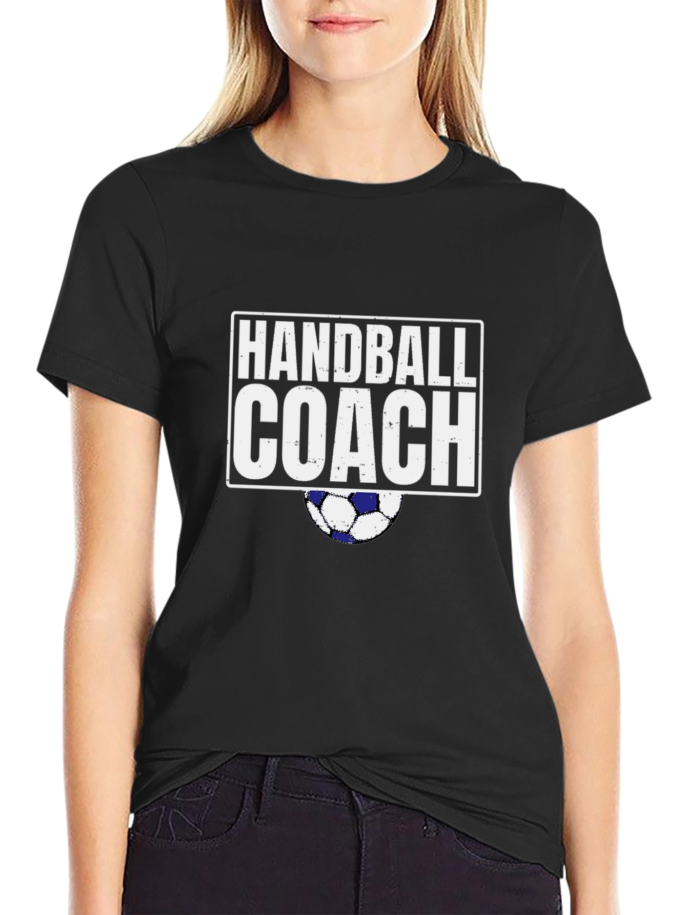 Black Handball Coach T-Shirt - Sports Team Instructor Tee view 2