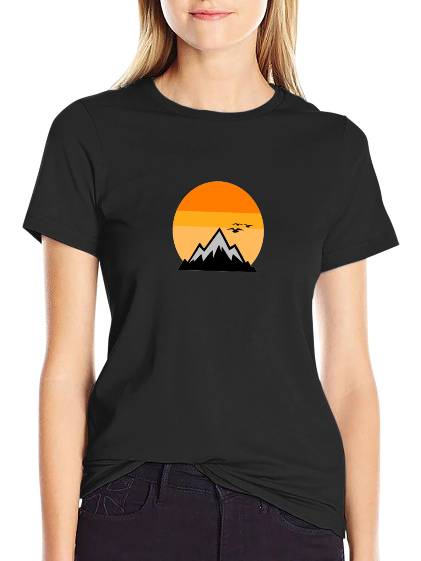 Black Mountain Sunset Graphic Tee - Black Cotton Comfort view 2
