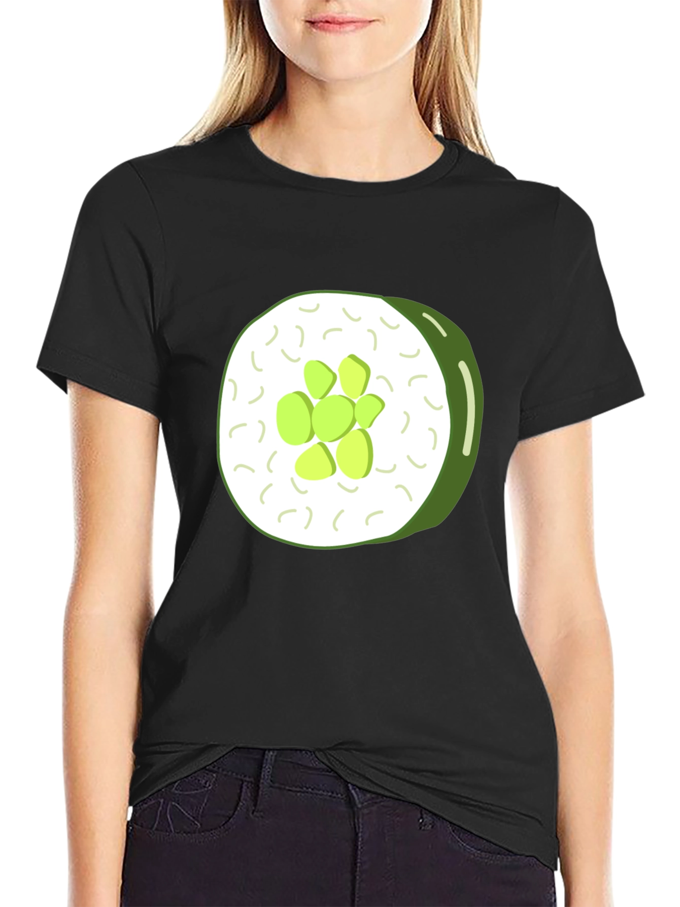 Black Sushi Roll Graphic Tee - Foodie T-Shirt view 2