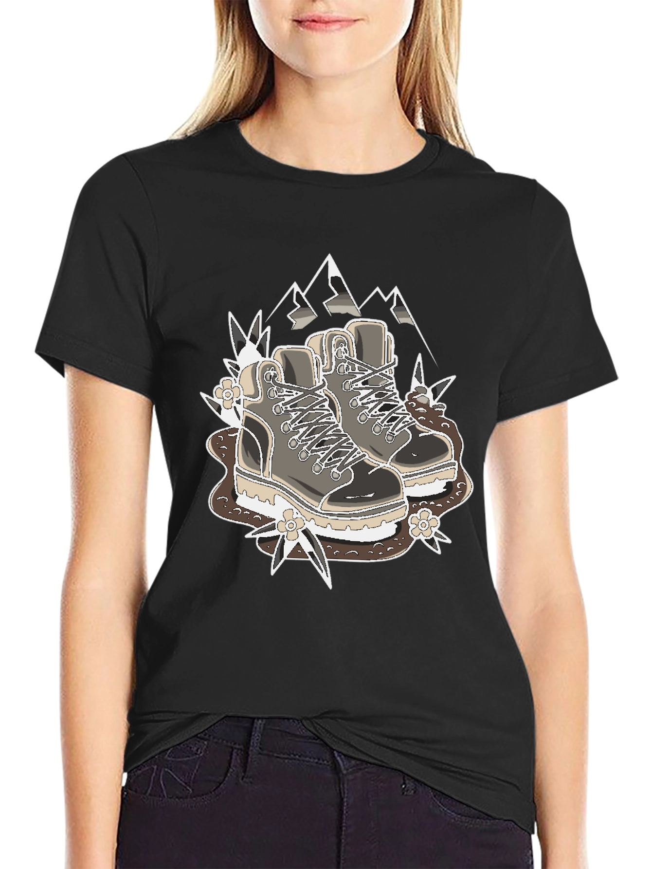 Black Hiking Boots Graphic T-Shirt - Outdoor Adventure Tee view 2