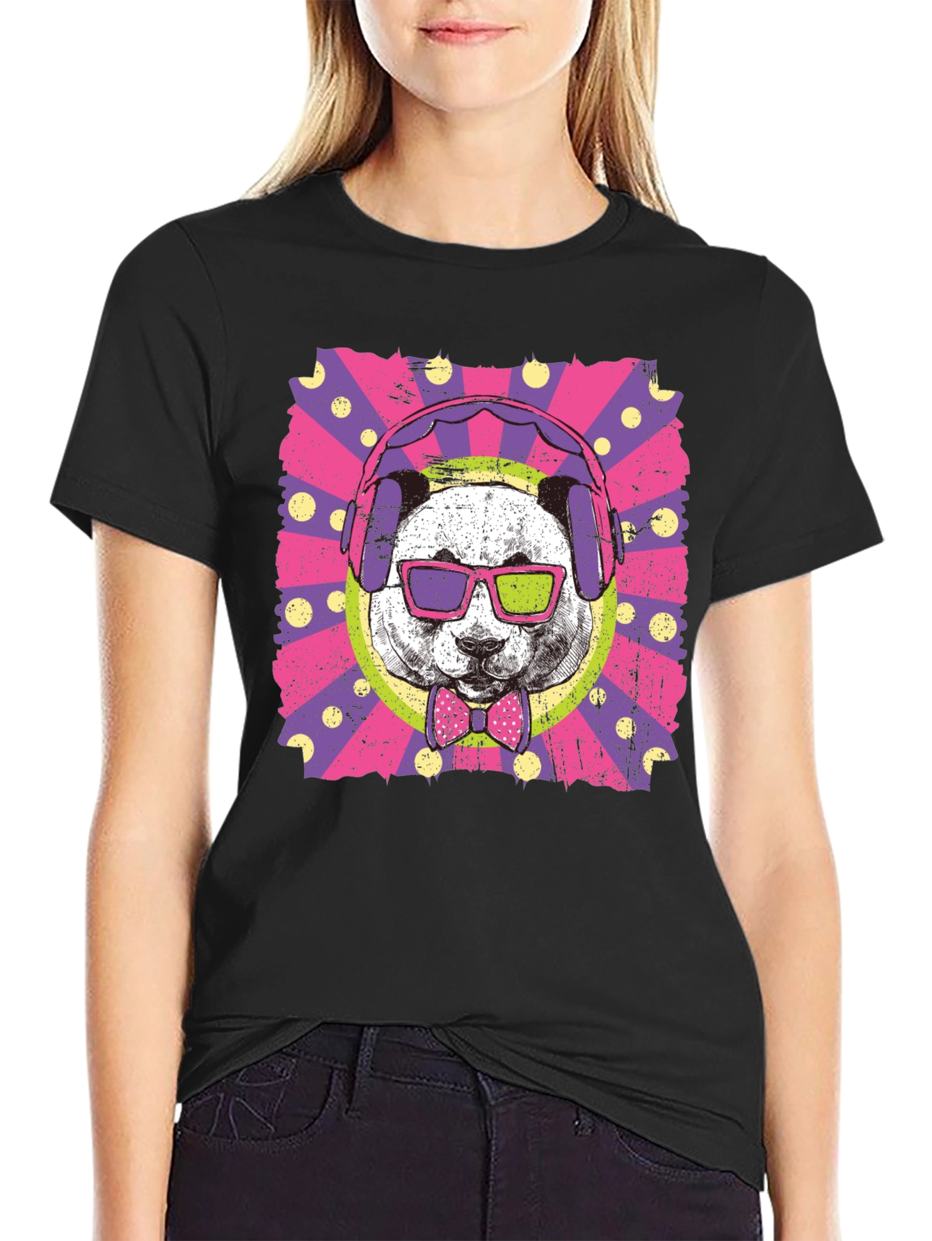 Black Cool Panda Graphic Tee view 2