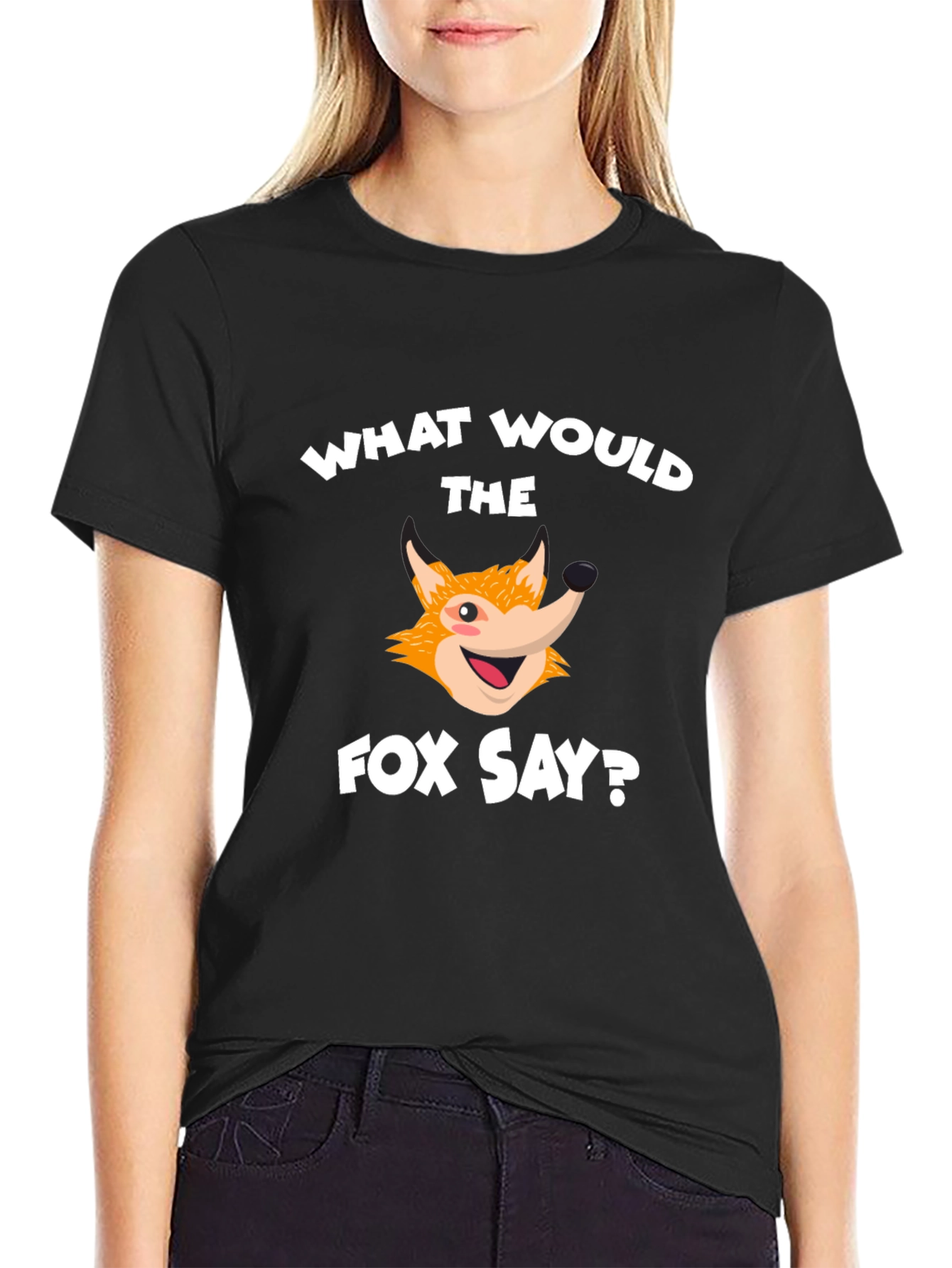Black What Does the Fox Say? Graphic Tee view 2