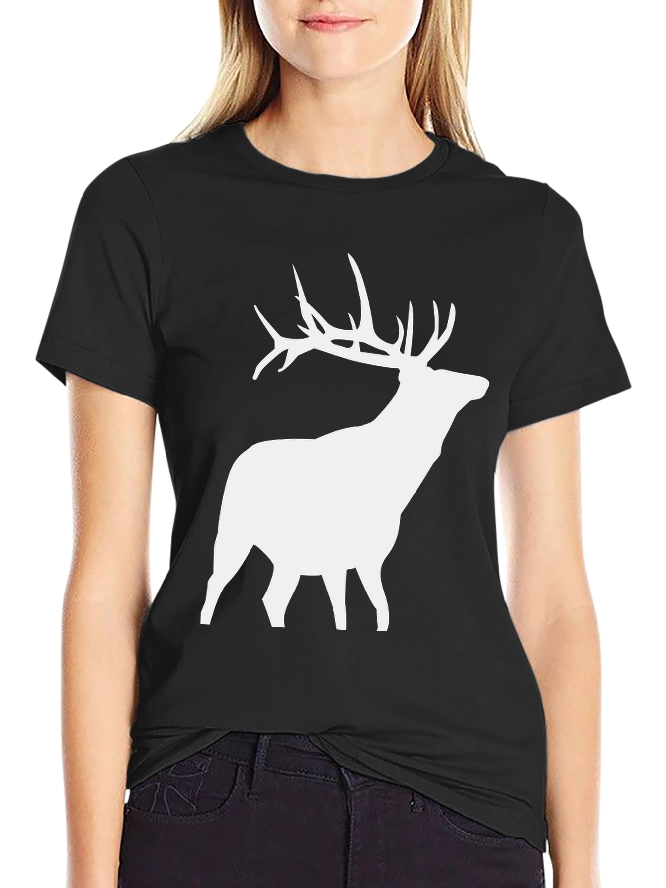 Black Deer Silhouette Graphic Tee - Black view 2