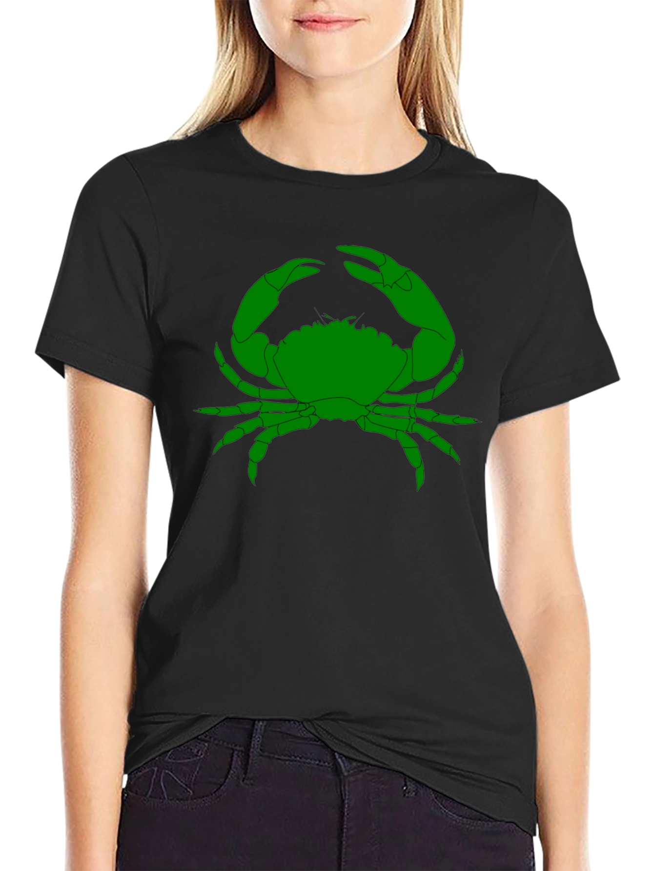 Black Green Crab Graphic T-Shirt - Black view 2