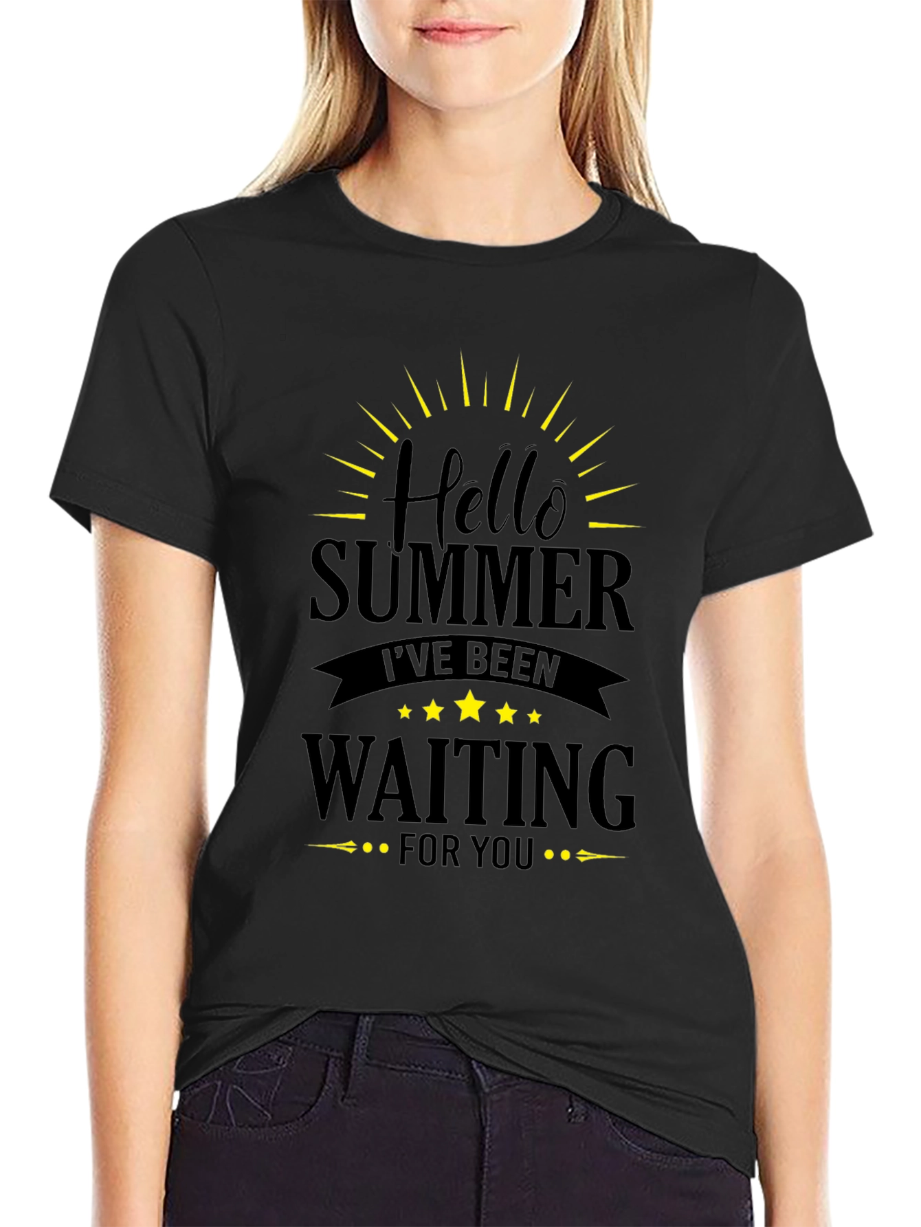 Black Hello Summer Black T-Shirt view 2