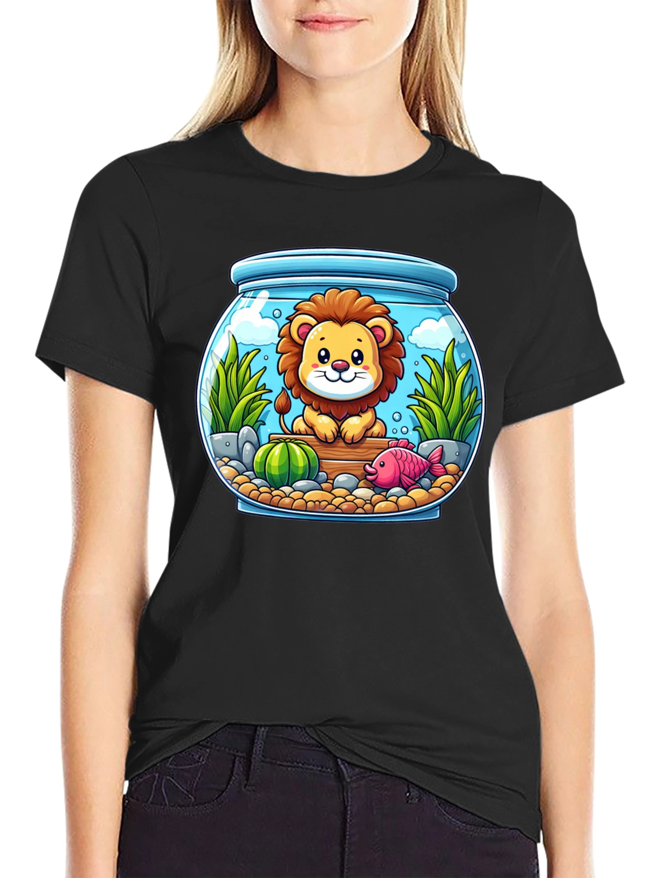 Black Lion in Fishbowl Graphic Tee view 2