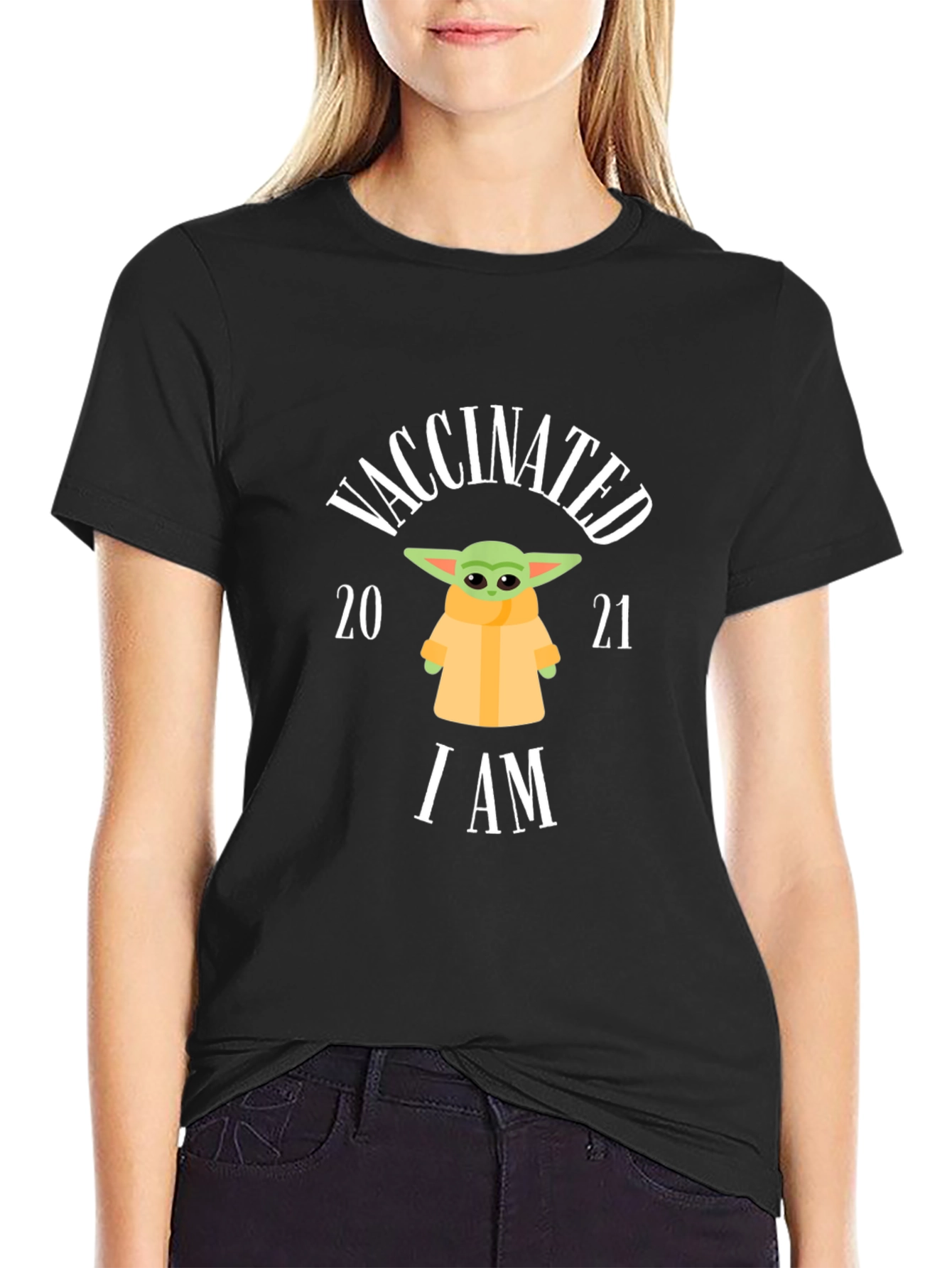 Black Vaccinated I Am T-Shirt view 2