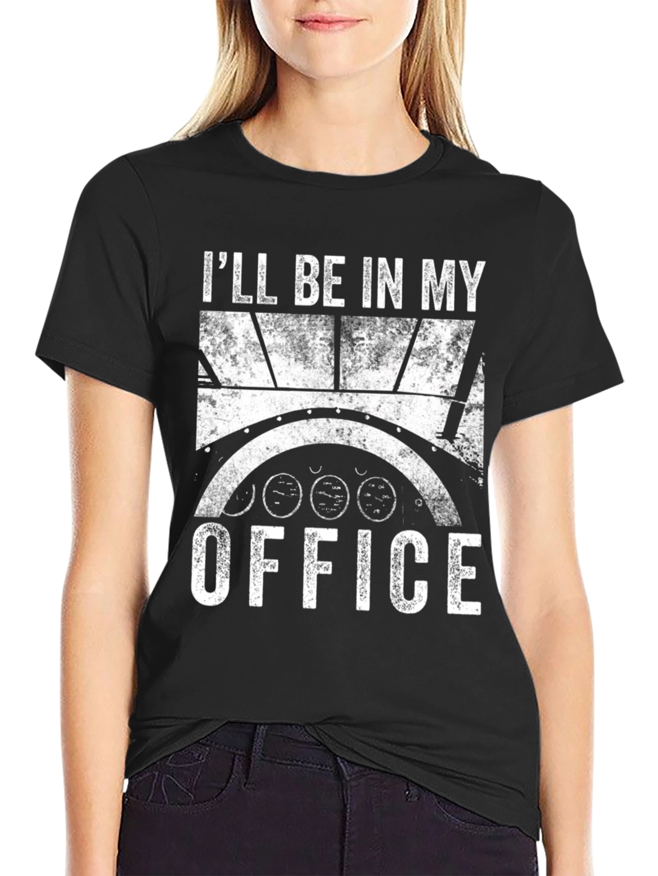 Black I'll Be In My Office Pilot T-Shirt - Aviation Gift view 2