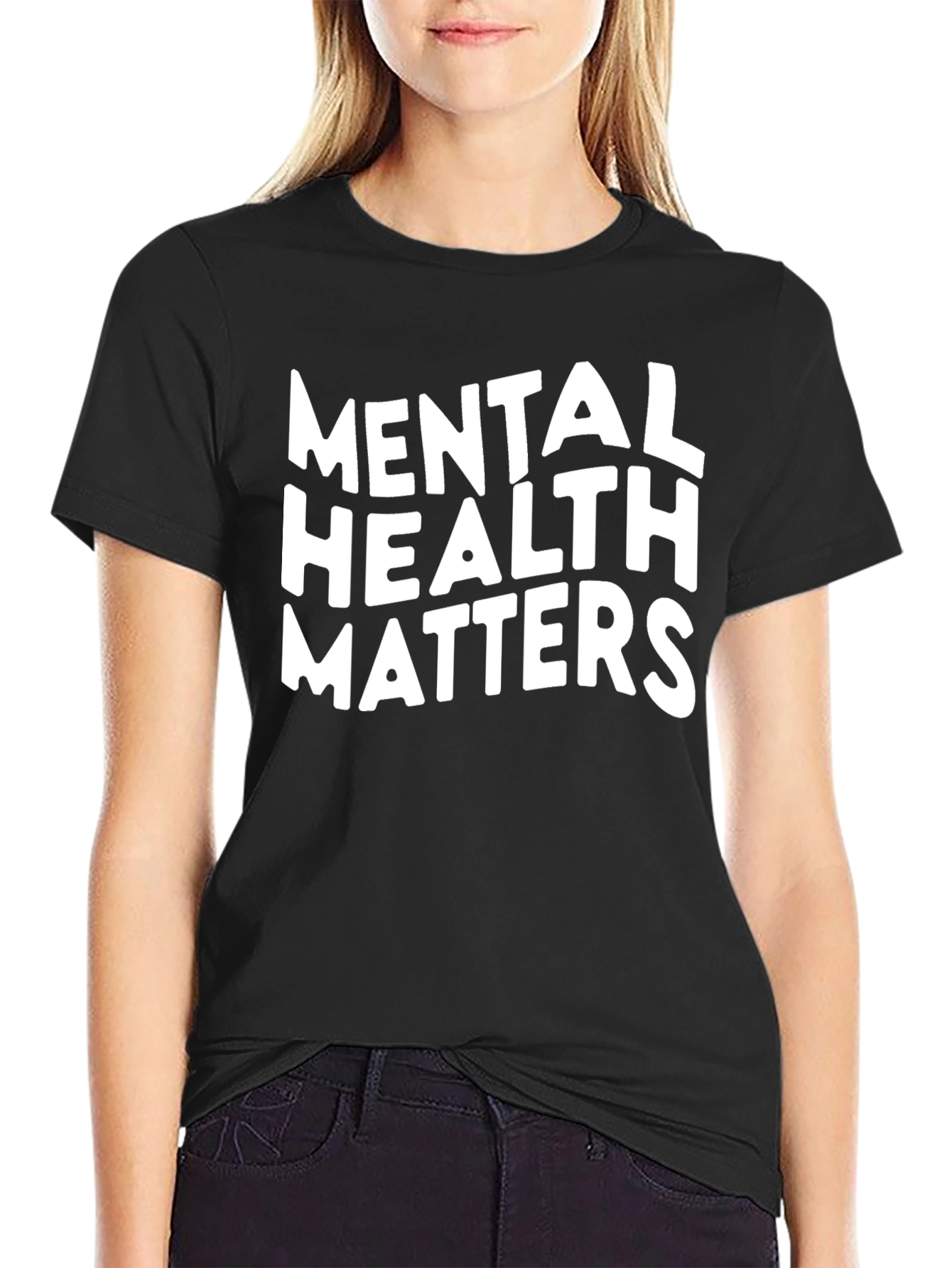 Black Mental Health Matters Black Graphic Tee view 2