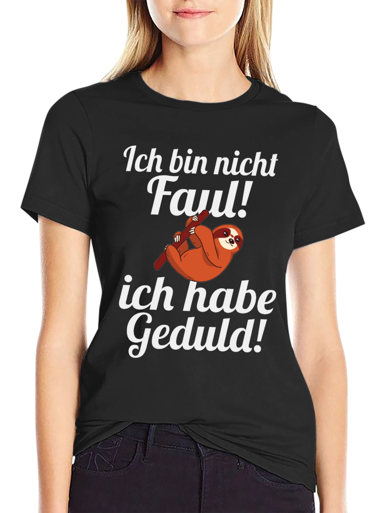 Black Ich Bin Nicht Faul T-Shirt Sloth Graphic Tee view 2