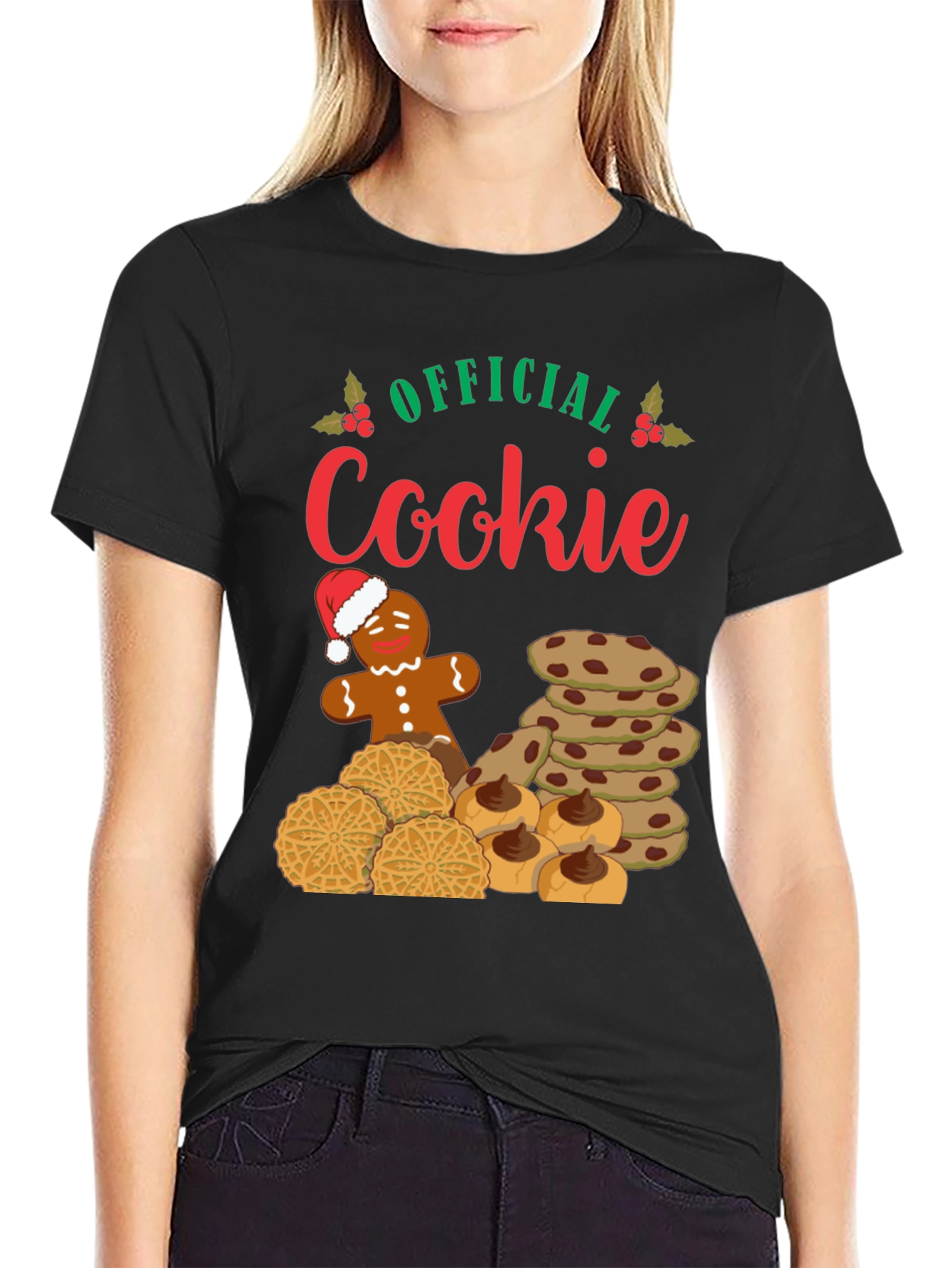 Black Official Cookie Christmas T-Shirt view 2