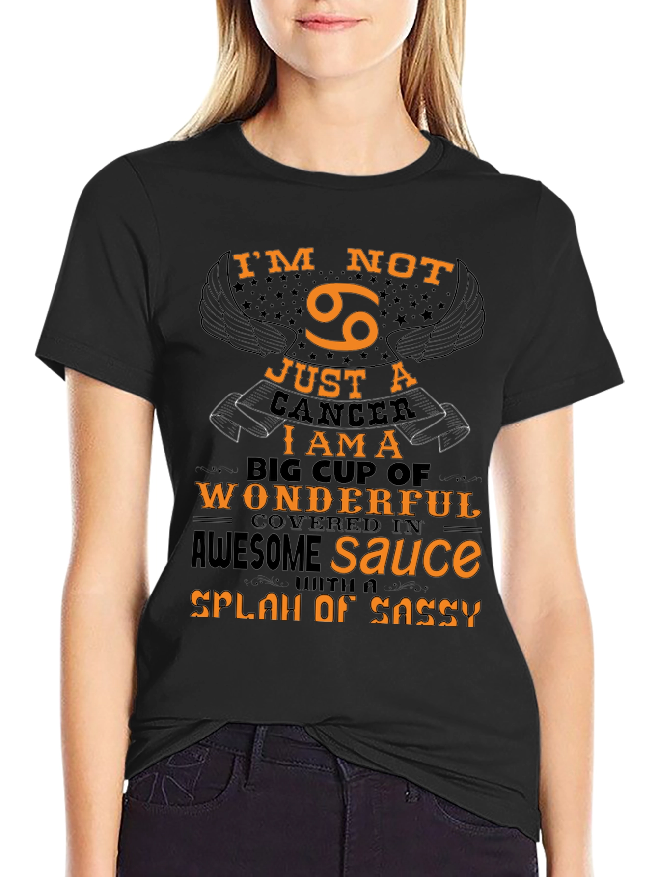 Black Cancer Zodiac T-Shirt: I'm Not Just a Cancer! view 2
